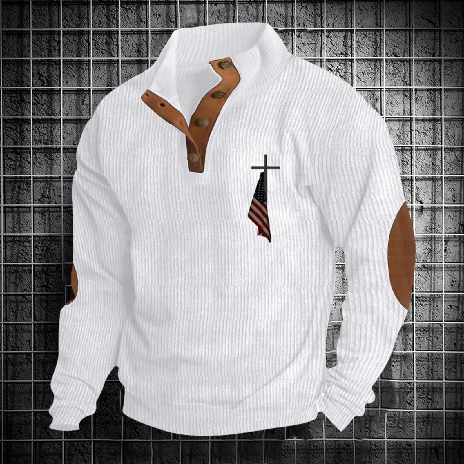 Men's Quarter Zip Waffle Knit Sweatshirt with Stand Collar & Pockets - Breathable Workout Pullover for Gym, Hiking & Casual Wear