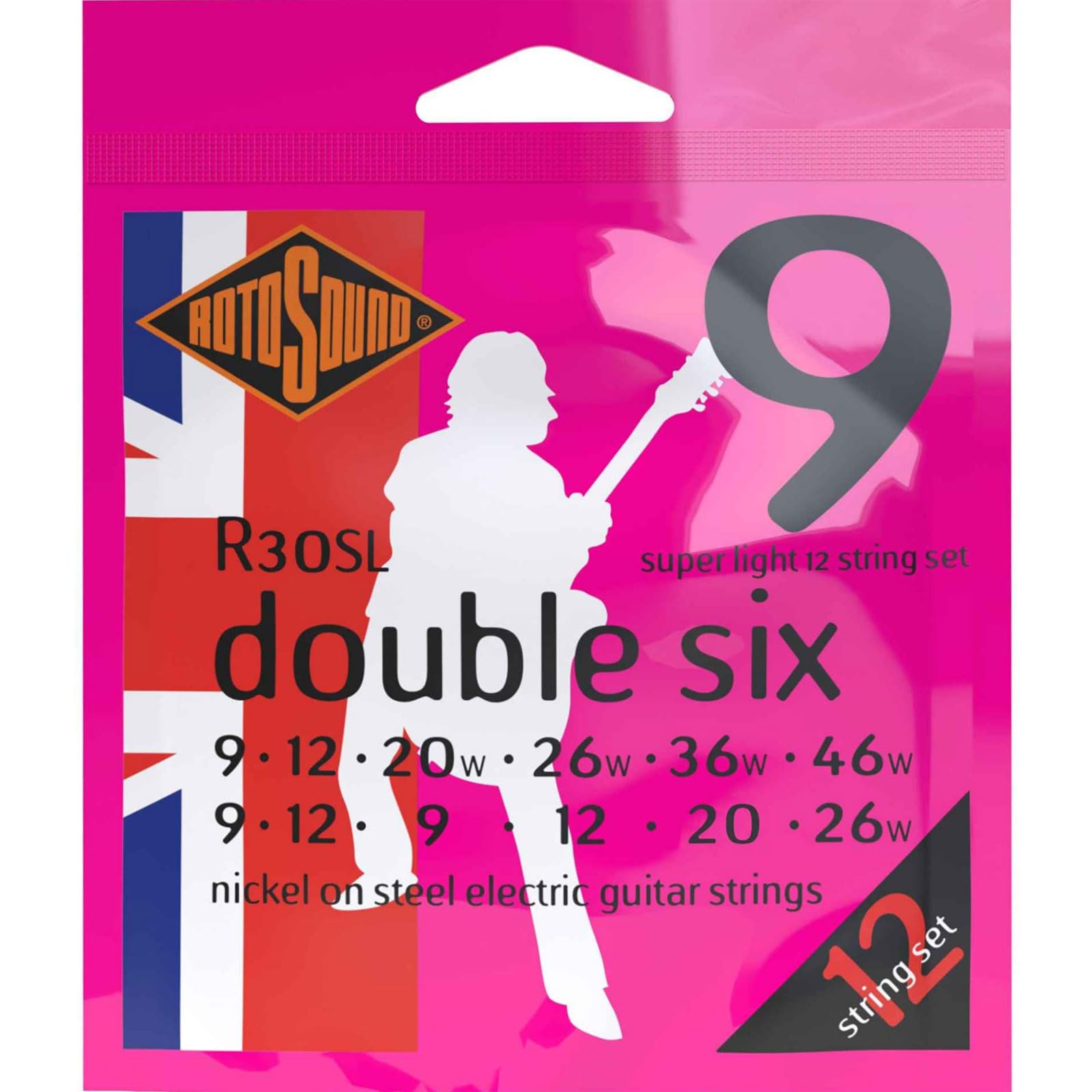 Rotosound R30SL Nickel 12 String Electric Guitar Strings (9-46 Gauge) - Perfect for Rock, Blues & Studio Recording