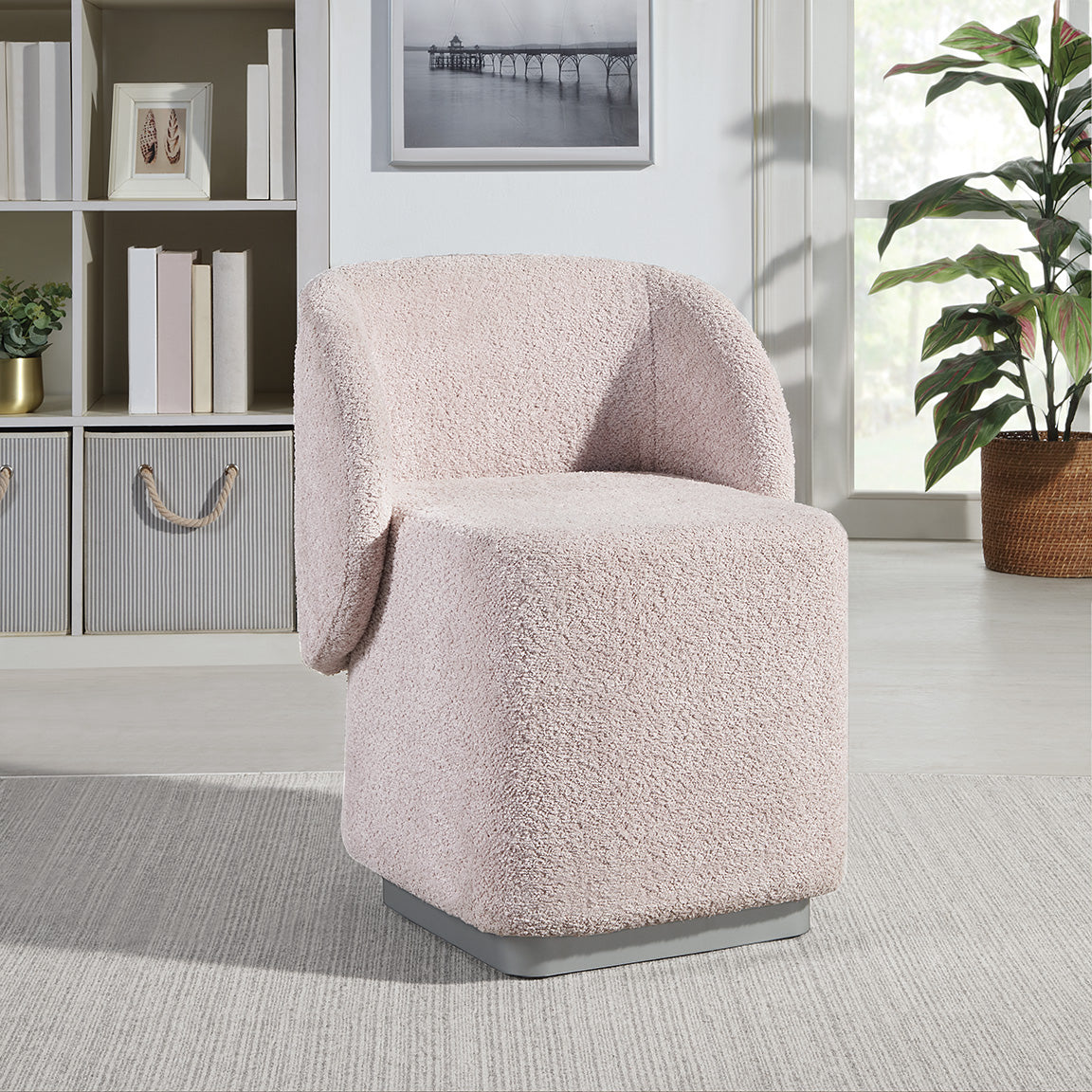 Office Star Cady Vanity Chair with Padded Seat - Modern Accent Chair for Bedroom, Dressing Table, or Makeup Station - Comfortable Upholstered Stool with Wooden Legs (CDY)