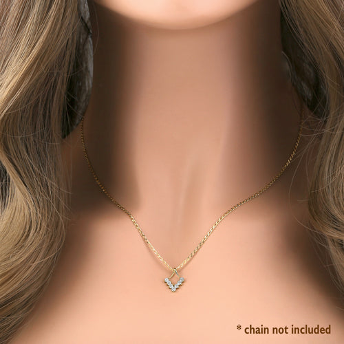 14K Solid Yellow Gold V-Shaped CZ Pendant Necklace for Women - Elegant Layering Jewelry for Parties, Weddings & Everyday Wear