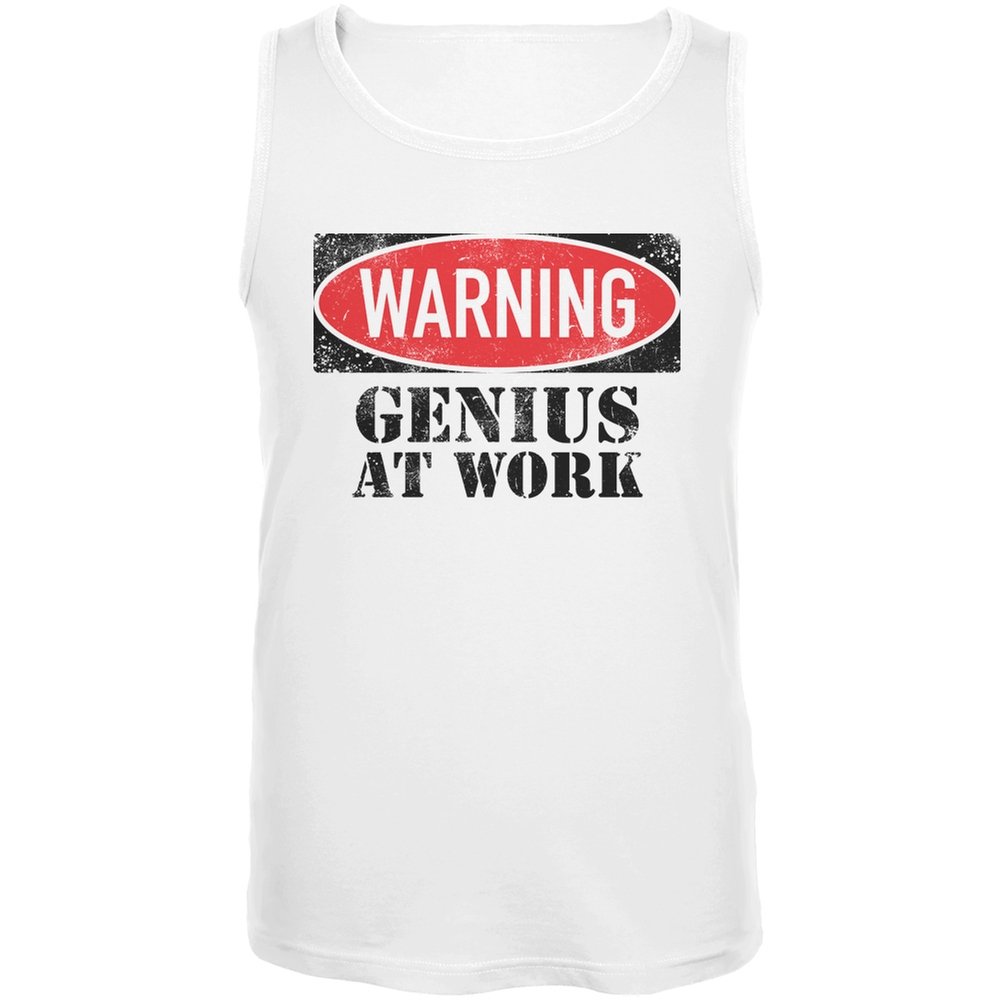 Genius at Work White Adult Tank Top - 3X-Large | Funny Graphic Tee for Men & Women | Casual Summer Wear, Gym, Beach Outfit