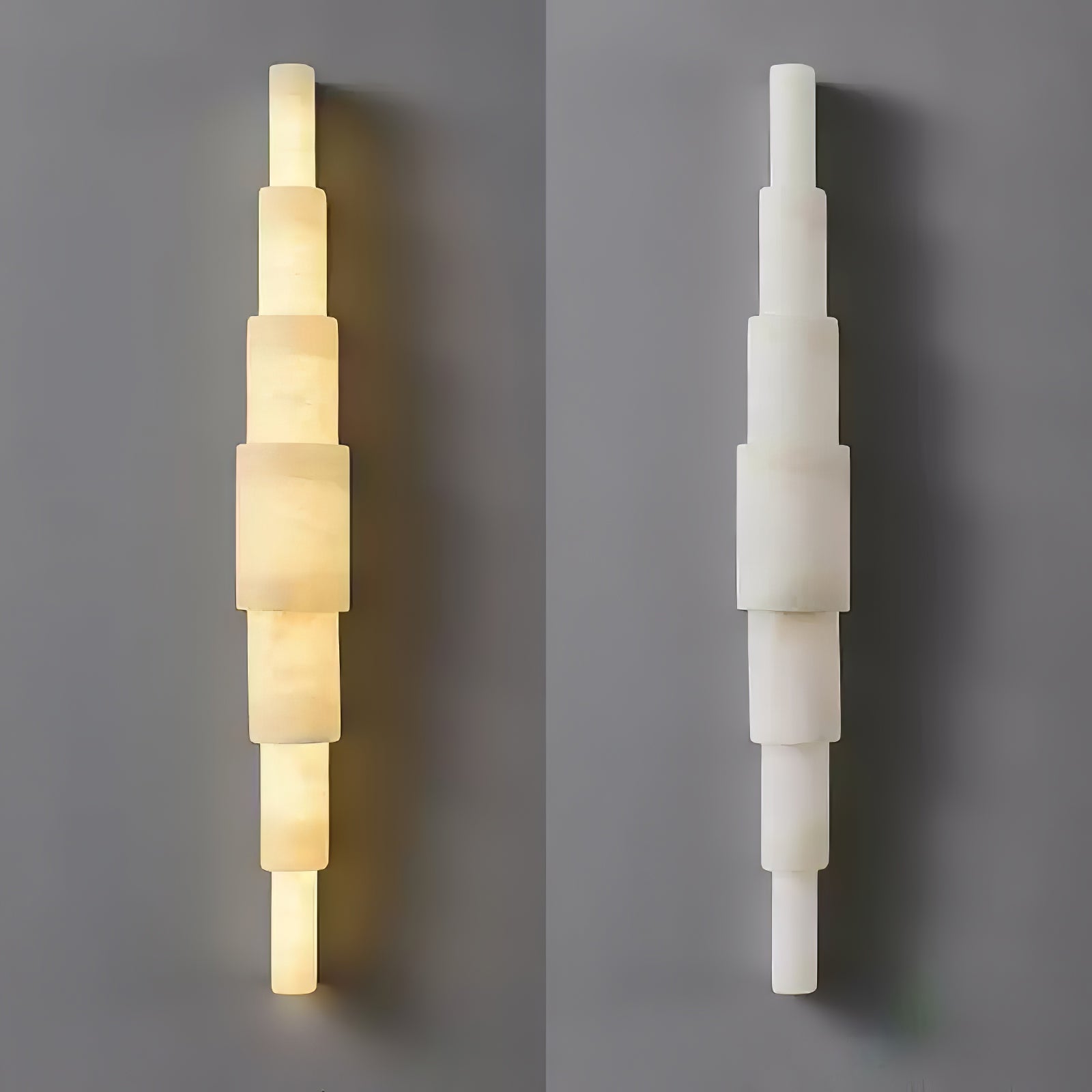 Alba Cascade Alabaster Wall Sconce - Modern Handcrafted Light Fixture for Bedroom, Living Room & Hallway Lighting - Elegant Home Decor & Ambient Lighting Solution