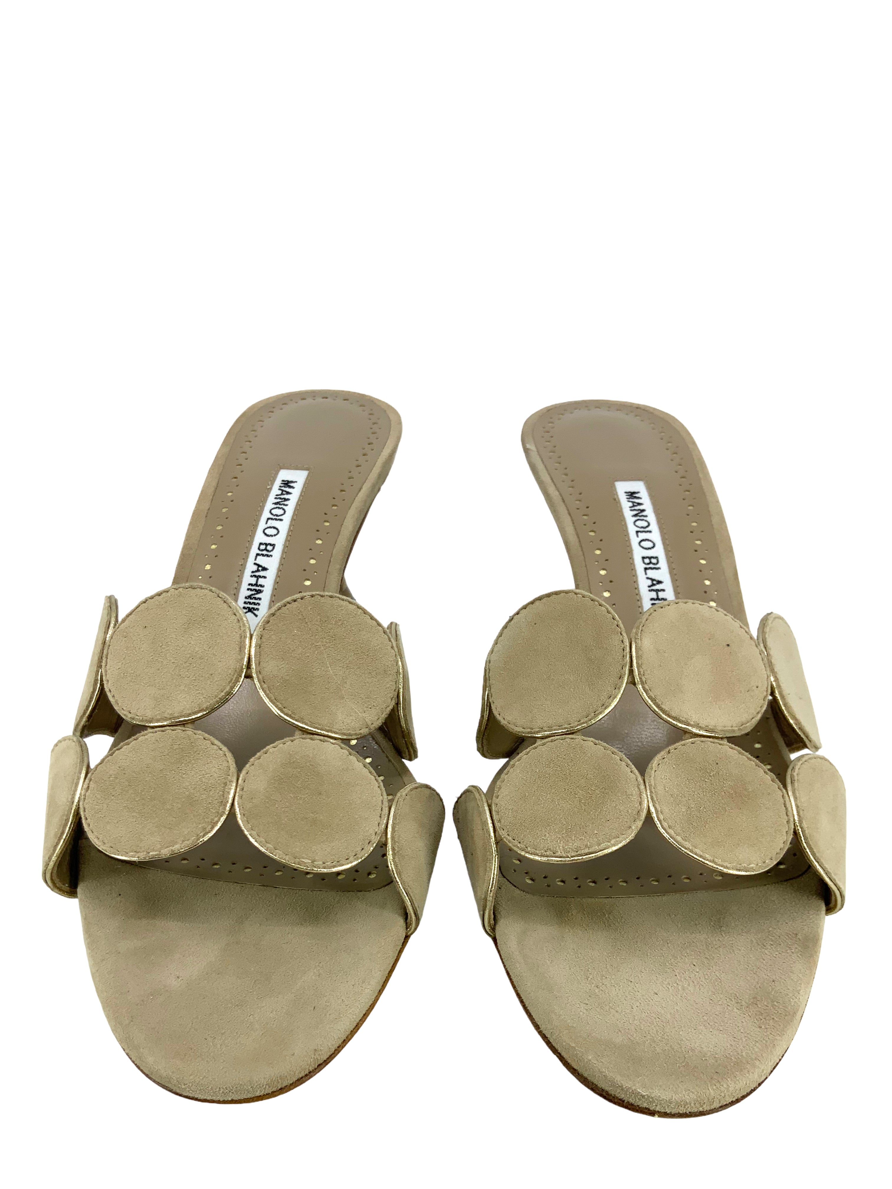 Manolo Blahnik Haribalmu Suede Slide Sandals Women's Size 7.5 | Comfortable Summer Slides for Beach, Pool & Casual Outings