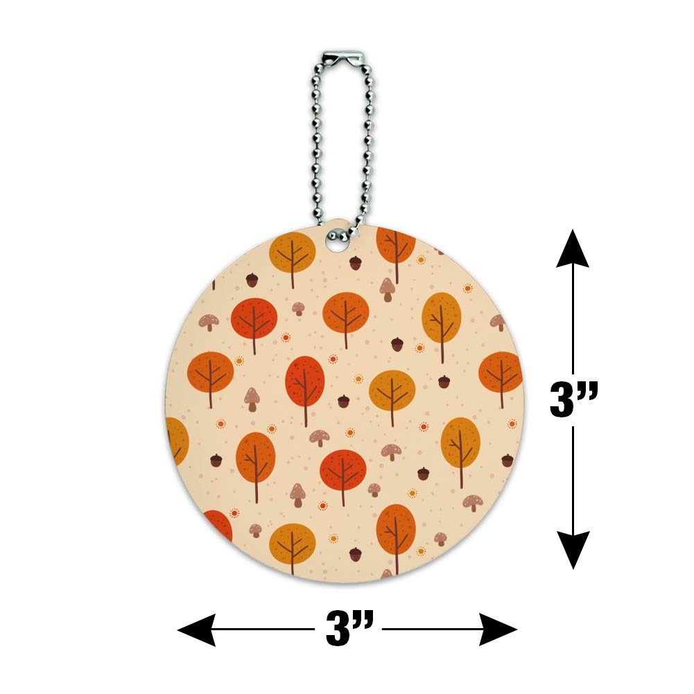 Autumn Fall Trees Pattern Round Luggage ID Tag - Durable Suitcase Name Tag for Carry-On Bags - Perfect for Travel Identification & Lost Baggage Prevention