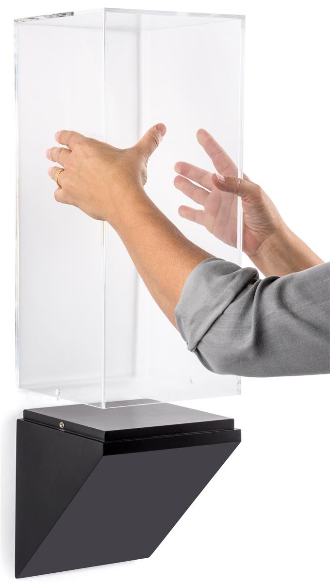 Displays2go Wall Wedge Shelf Pedestal - Acrylic & MDF Construction in Black with Clear Finish (DCWWDG8BK) | Perfect for Retail Displays, Home Decor, and Office Organization