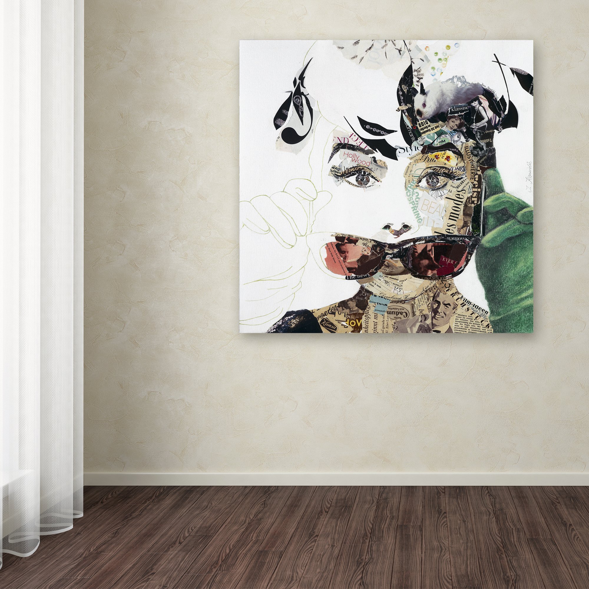 Trademark Fine Art 'Audrey' by Ines Kouidis - 18x18 Canvas Wall Art Print, Modern Home Decor for Living Room, Bedroom & Office
