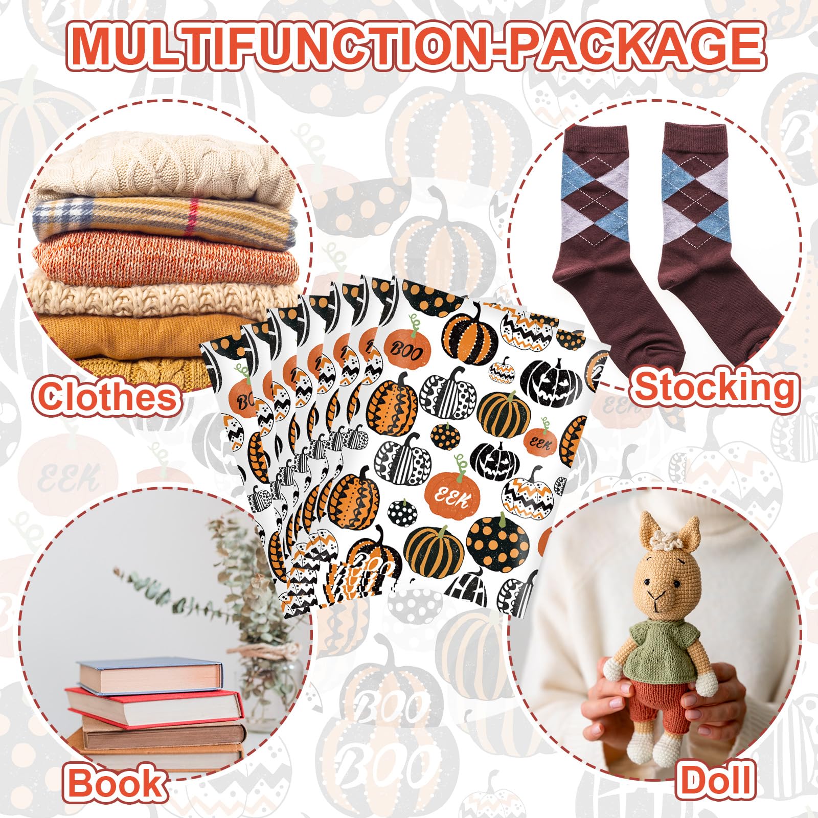 100Pcs Halloween Poly Mailer Bags 10x13 Inch - Orange & Black Pumpkin Design Self-Seal Mailing Envelopes for Small Business, Clothing & Apparel | Perfect for Ecommerce Shipping, Party Favors & Spooky Gift Packaging