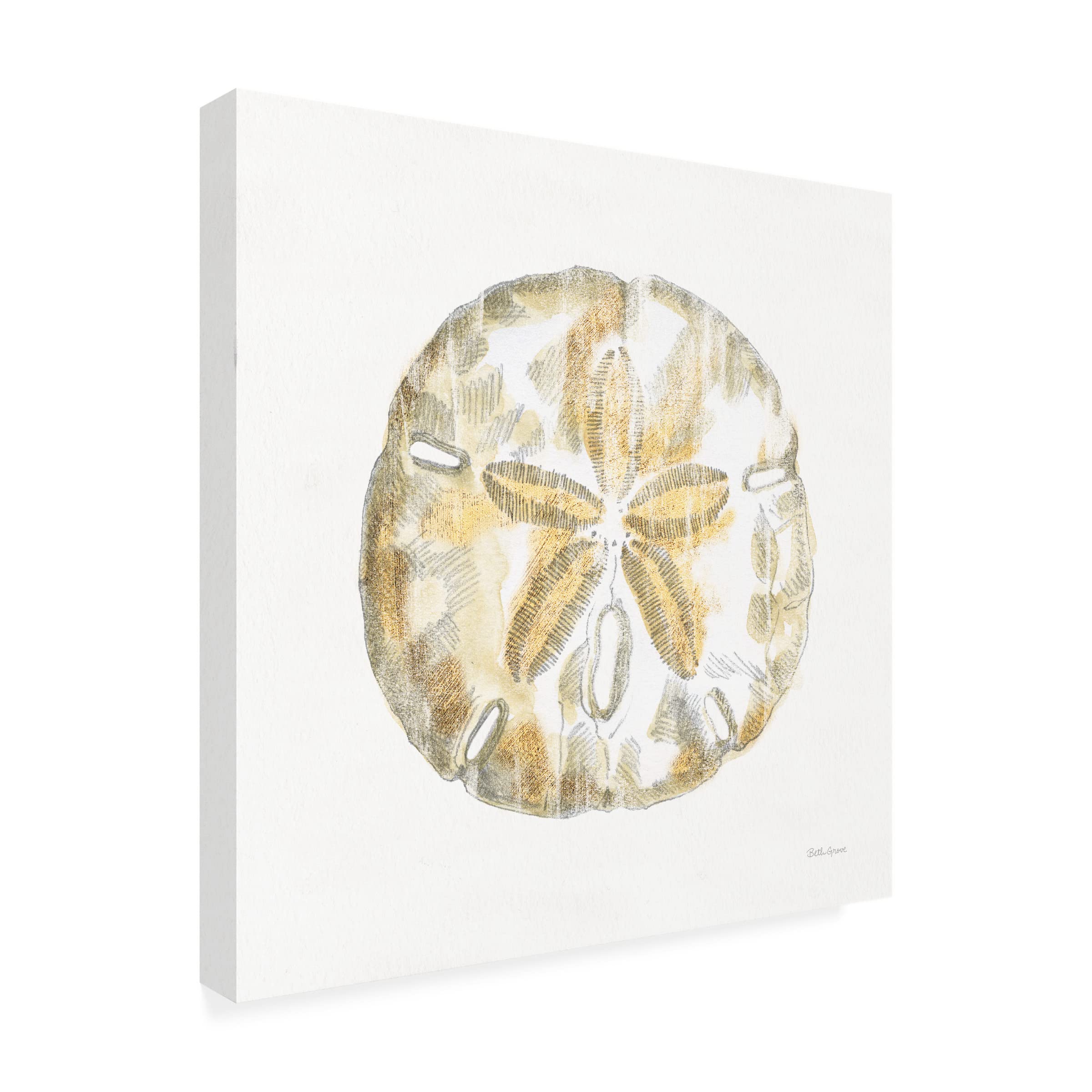 Beth Grove 'Golden Treasures VII on White' Canvas Wall Art Print - Modern Home Decor for Living Room, Bedroom & Office