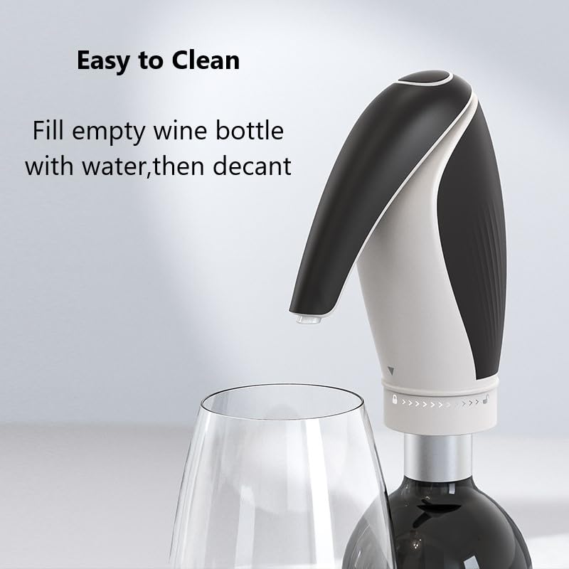 Electric Wine Decanter & Aerator - Fast Wine Pourer with LED Light, Perfect Wine Gift for Lovers & Corporate Gifts (Black/White) - Ideal for Red Wine Tasting, Dinner Parties & Holiday Gifting