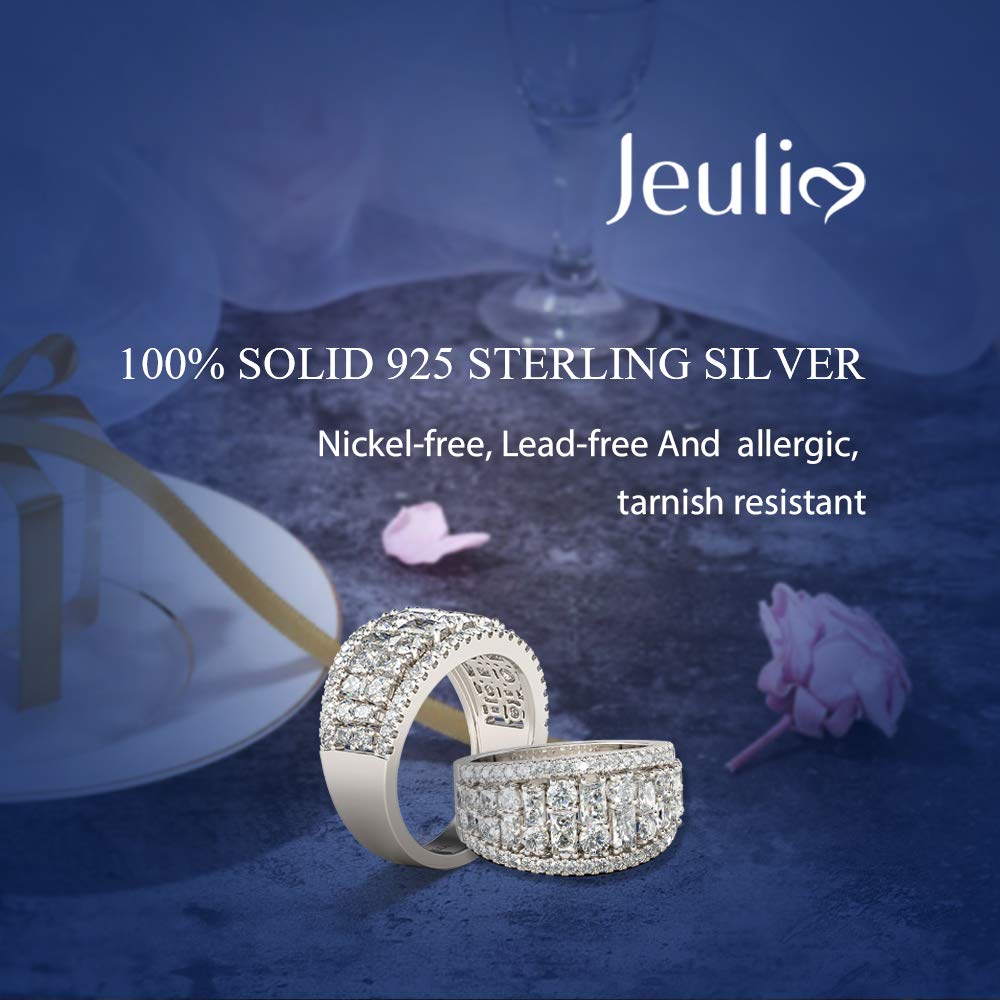 Jeulia 925 Sterling Silver CZ Diamond Band Ring for Women - Wedding, Engagement, Anniversary, Promise Ring - Elegant Bridal Jewelry Set for Everyday Wear & Special Occasions