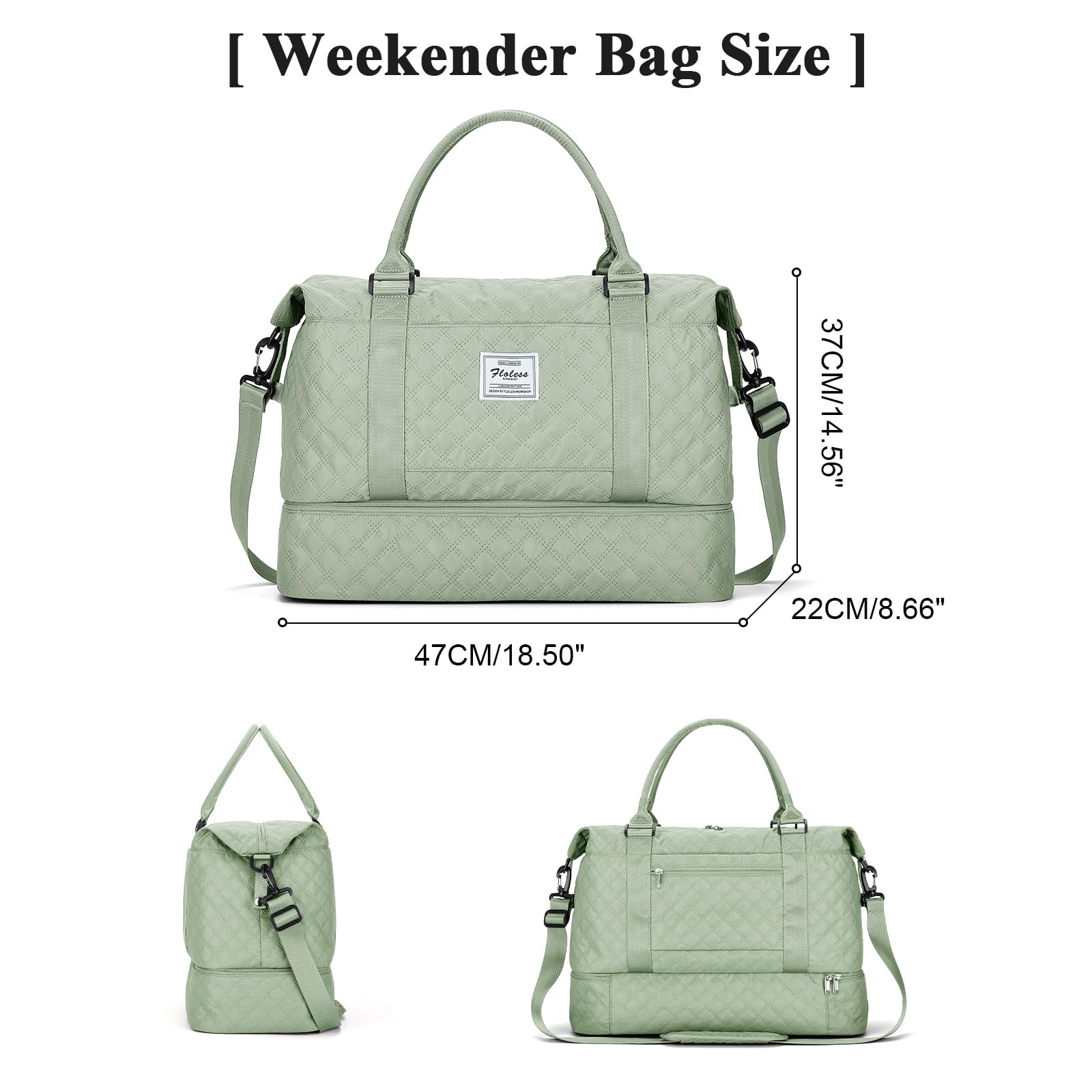 Best Travel Duffel Bag with Shoe Compartment - Women's Weekender Overnight Bag, Carry-On Personal Item Luggage for Gym, Business Trips & Weekend Getaways