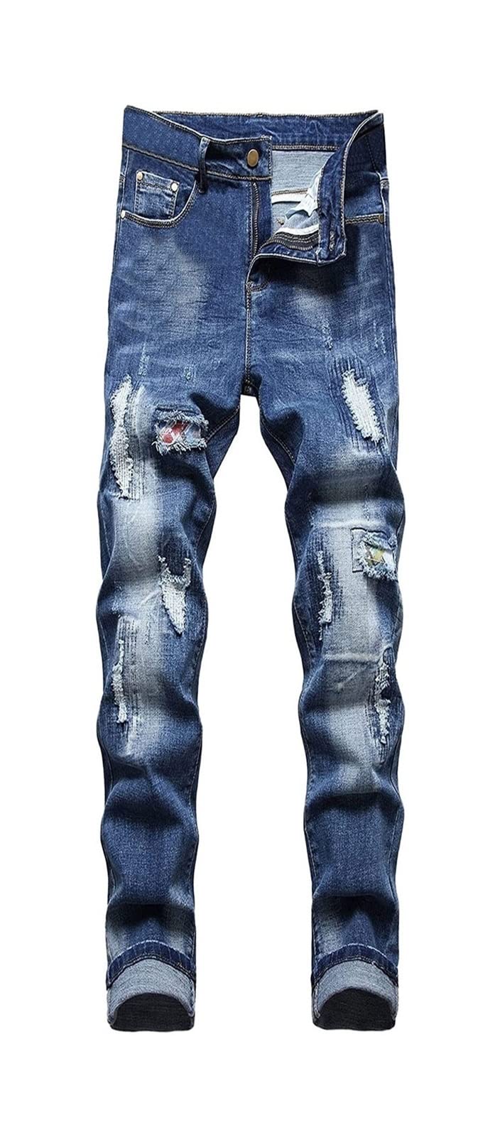 Men's Hip Hop Jeans - Straight Fit Denim Pants for Casual Wear | Trendy Streetwear & Everyday Comfort