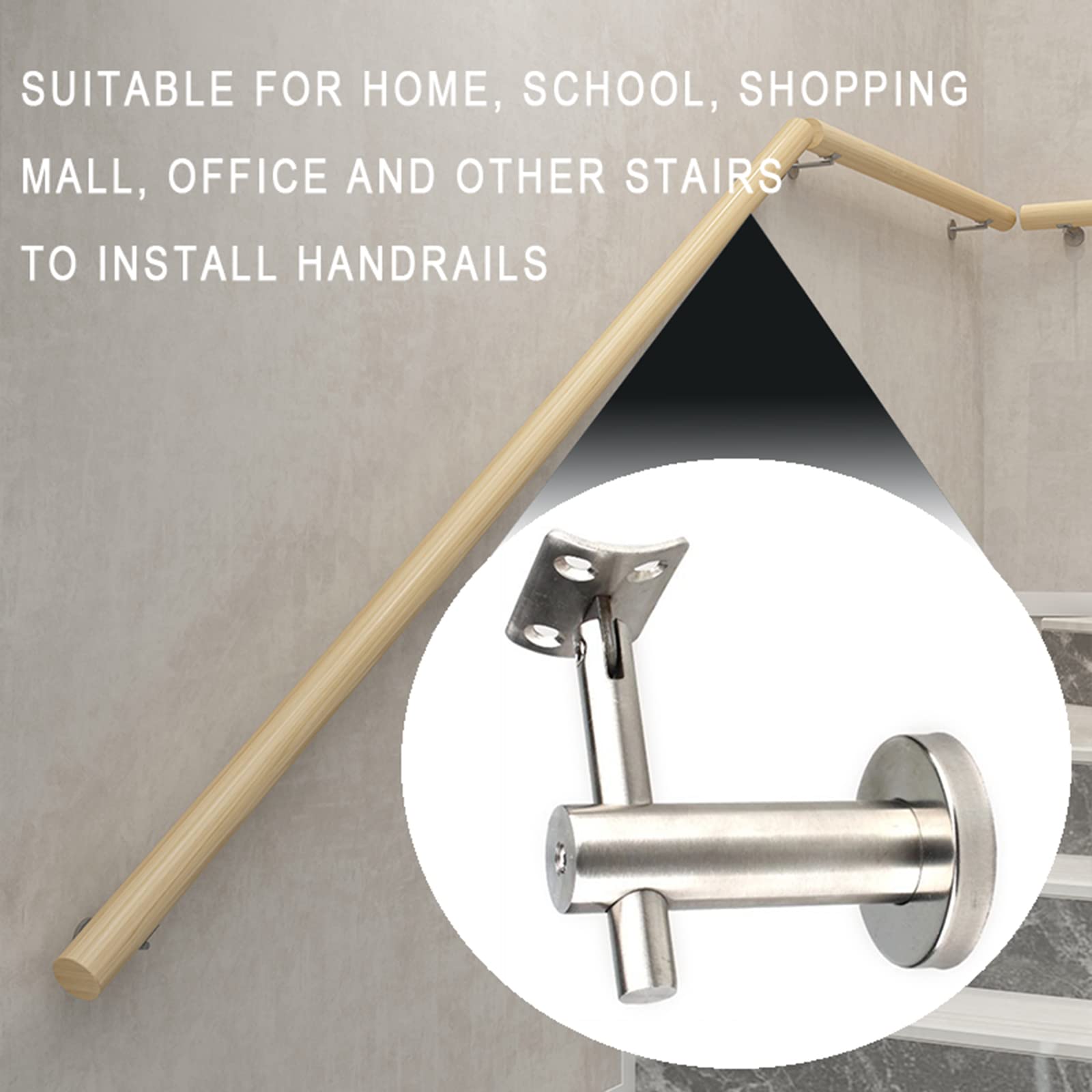 Stainless Steel Stair Handrail Brackets - Height Adjustable Wall Mounted Bannister Support with Screws (5 Pack) - Perfect for Indoor/Outdoor Staircases, Balconies, and Elderly Safety Rails