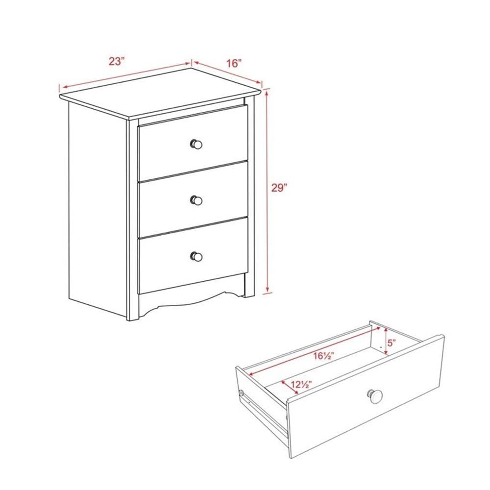 Atlin Designs White Transitional 3-Drawer Wooden Nightstand - Tall Bedside Table for Bedroom, Living Room & Office Storage | Modern Home Furniture with Ample Drawer Space