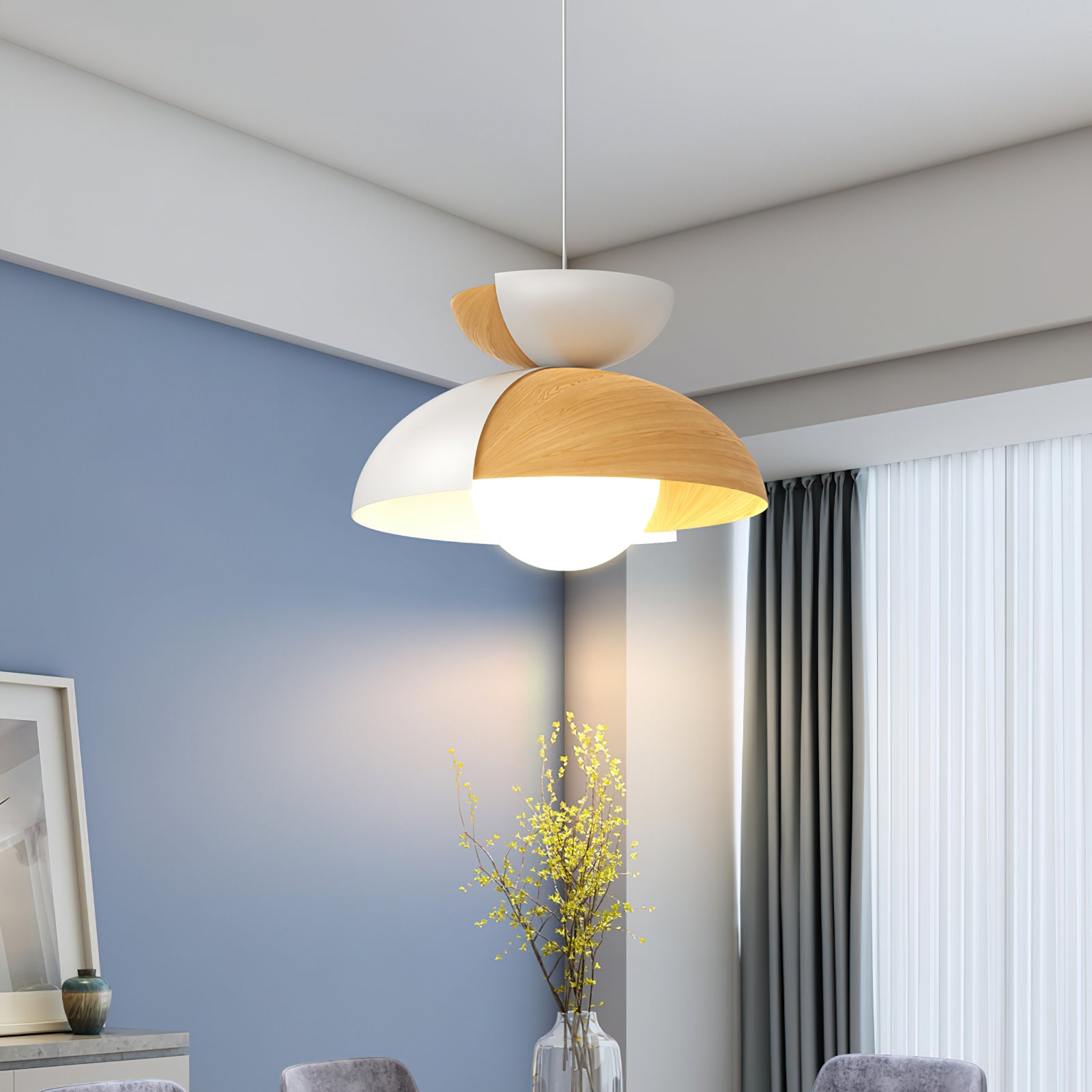 Large Bowl Pendant Light - Modern Hanging Lamp for Dining Room, Kitchen Island, or Living Room Decor