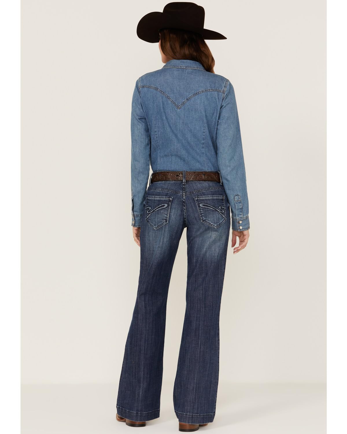 Stetson Women's 214 Medium Wash Trouser Fit Jeans - Blue Denim Pants Size 12 Regular | Comfortable Casual & Office Wear for Women