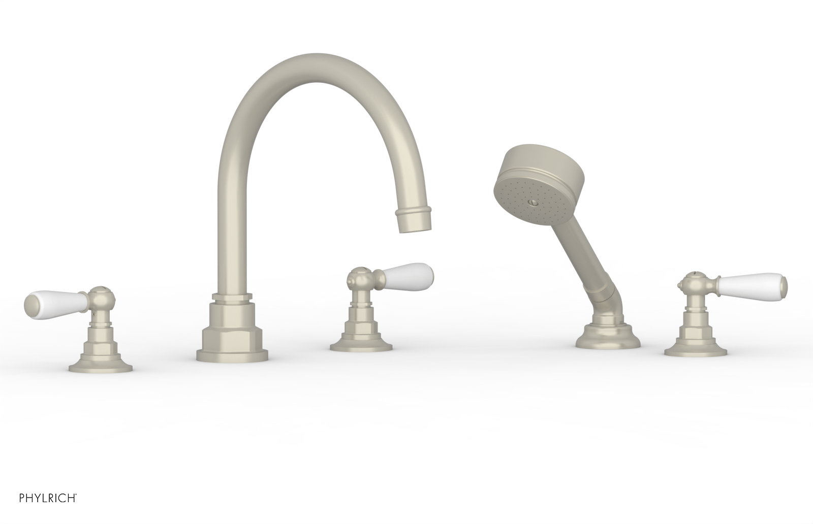 Jamestown Deck Tub Set with Hand Shower - White Accented Lever Handles (165-49) - Perfect for Bathroom Renovation & Spa-Like Experience
