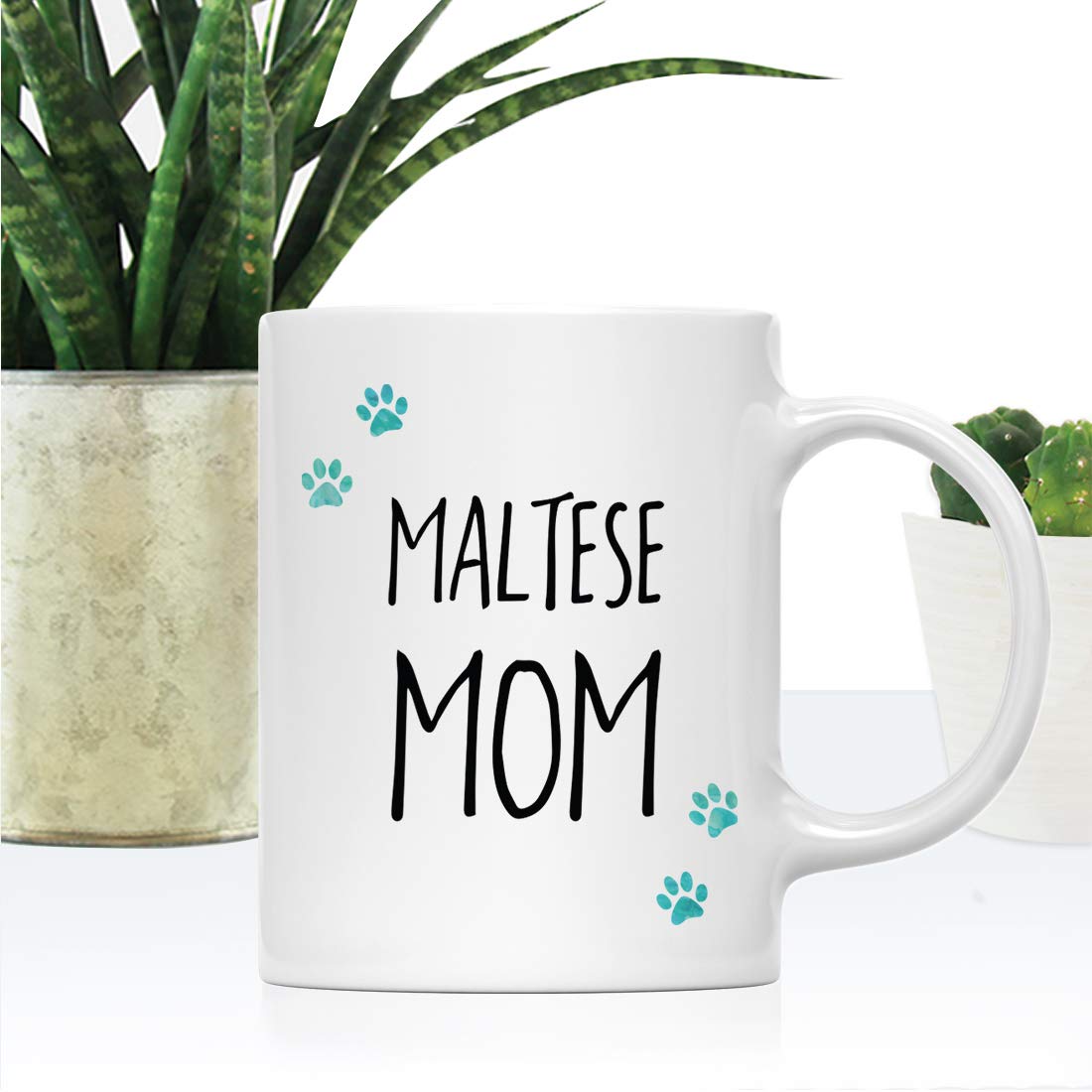 Funny Dog Mom Coffee Mug 11oz - Maltese Dog Lover Gift with Pawprint Design - 1-Pack Ceramic Cup in Gift Box - Perfect for Christmas, Birthday & Mother's Day Gifts - Great for Coffee, Tea & Hot Chocolate at Home or Office