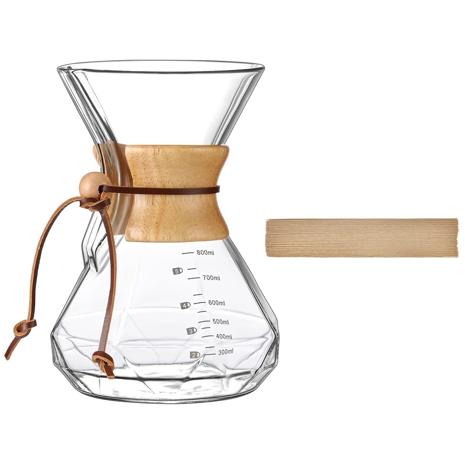Premium Pour Over Coffee Maker Set - 28oz Borosilicate Glass Carafe with 40 Paper Filters, 4-6 Cup Capacity - Ideal for Home, Cafe & Restaurant Brewing - Perfect for Morning Coffee, Office Use & Gifts