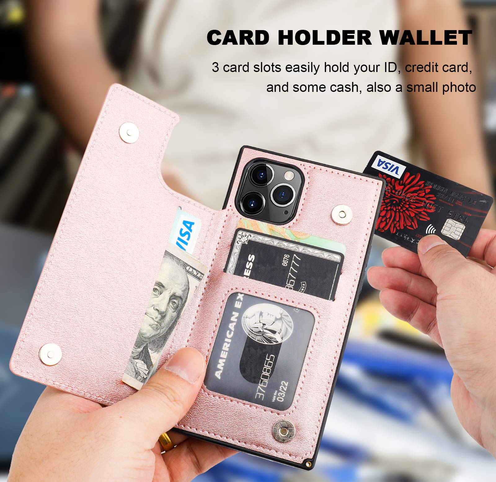 Premium PU Leather iPhone 11 Pro Wallet Case with Card Holder & Kickstand - Magnetic Closure, Shockproof Protection for 5.8