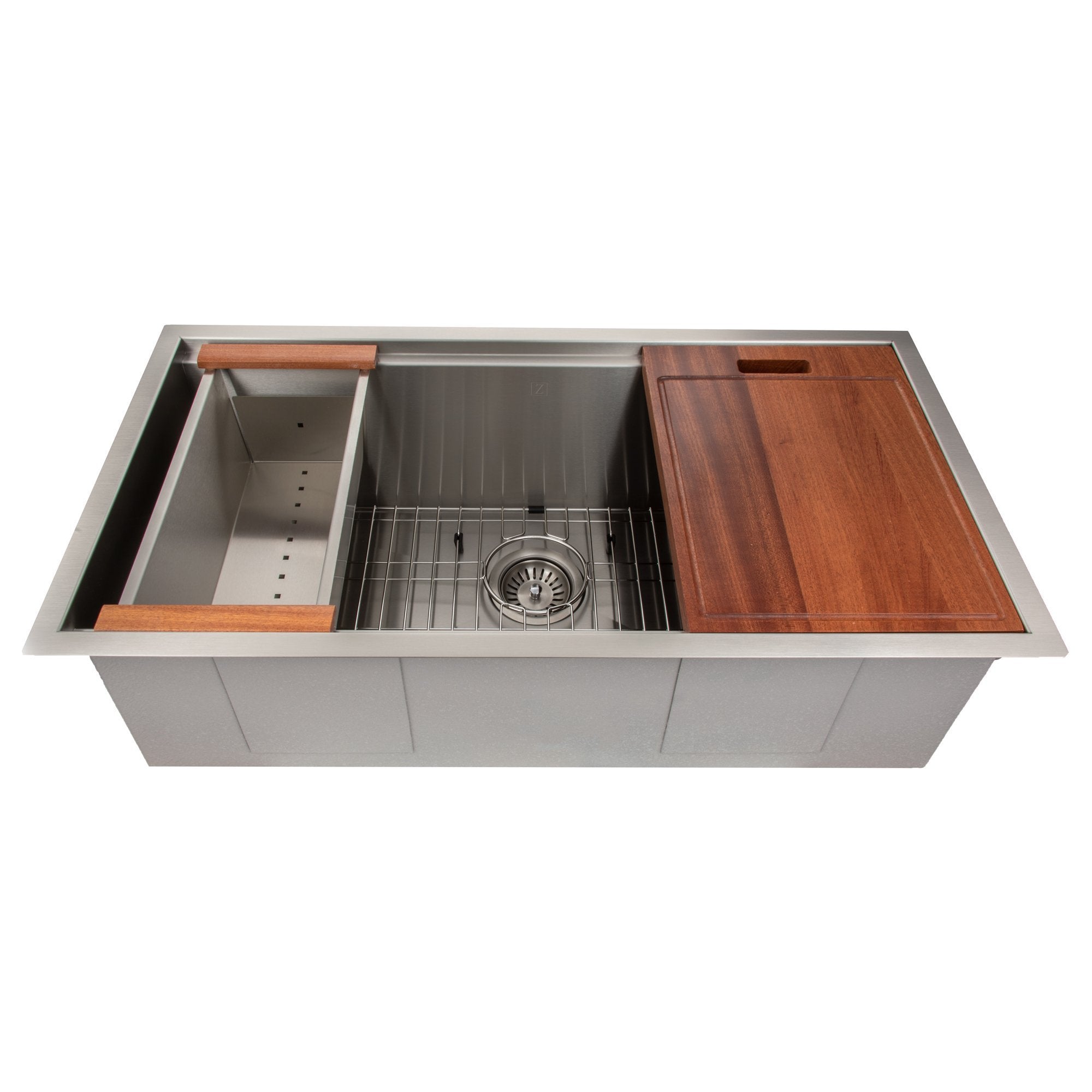 ZLINE 33 Inch Undermount Single Bowl Stainless Steel Kitchen Sink with Bottom Grid & Accessories | Multiple Color Options (SLS 33) | Perfect for Modern Kitchens & Restaurant Prep Stations