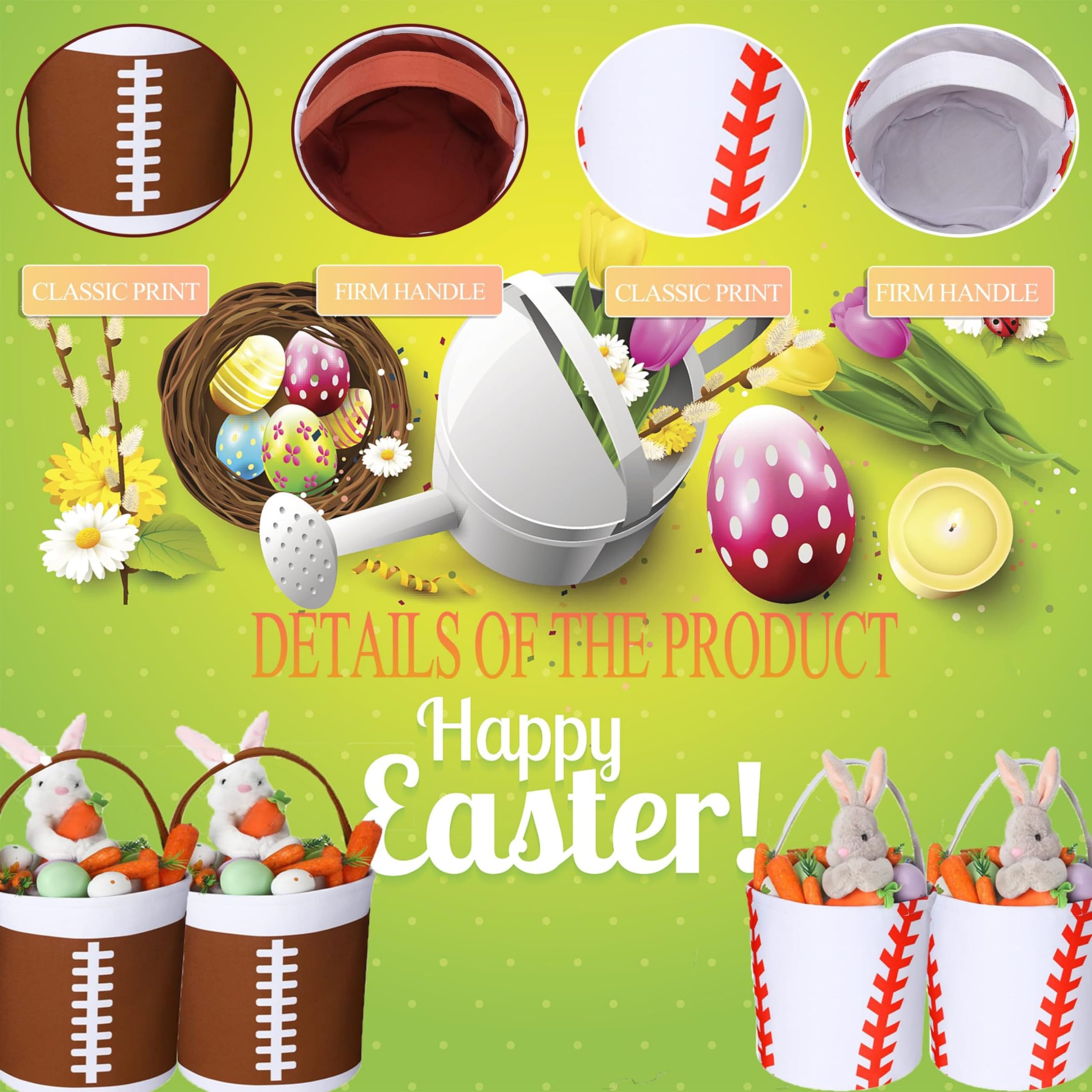 **Personalized Baseball Easter Basket - Softball Themed Tote Bag with Handles for Kids & Girls - Easter Egg Storage, Candy Bucket, Gift Bag for Sports Lovers (Perfect for Easter Egg Hunts & Party Favors)**