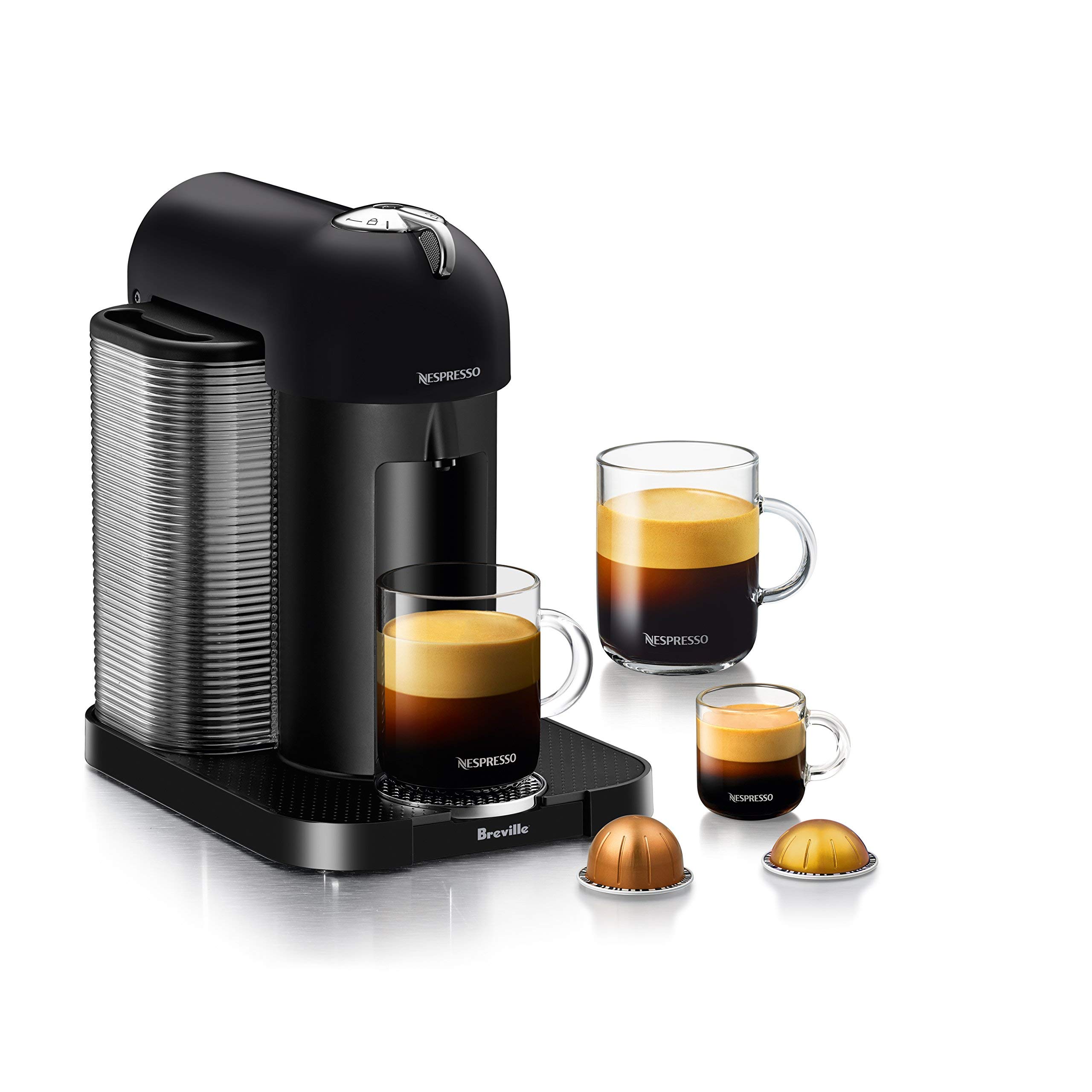 Breville Nespresso Vertuo Coffee & Espresso Machine - Matte Black (Renewed) | Single-Serve Pod Brewer for Home & Office | Perfect for Espresso, Coffee & Latte Lovers