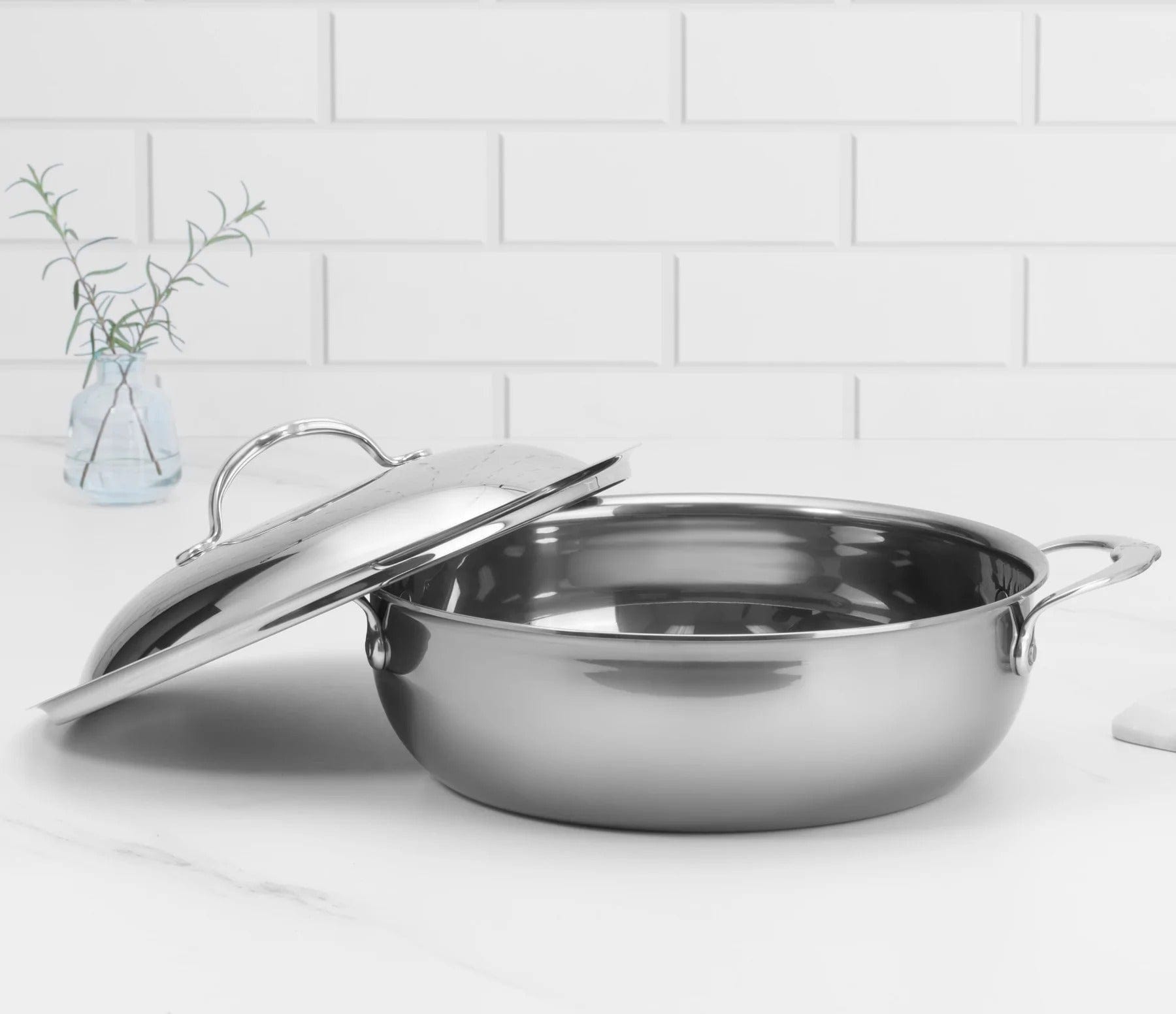 Hestan Nanobond 5-Quart Dutch Oven with Dome Lid - Premium Enameled Cast Iron Cookware for Braising, Baking & Slow Cooking
