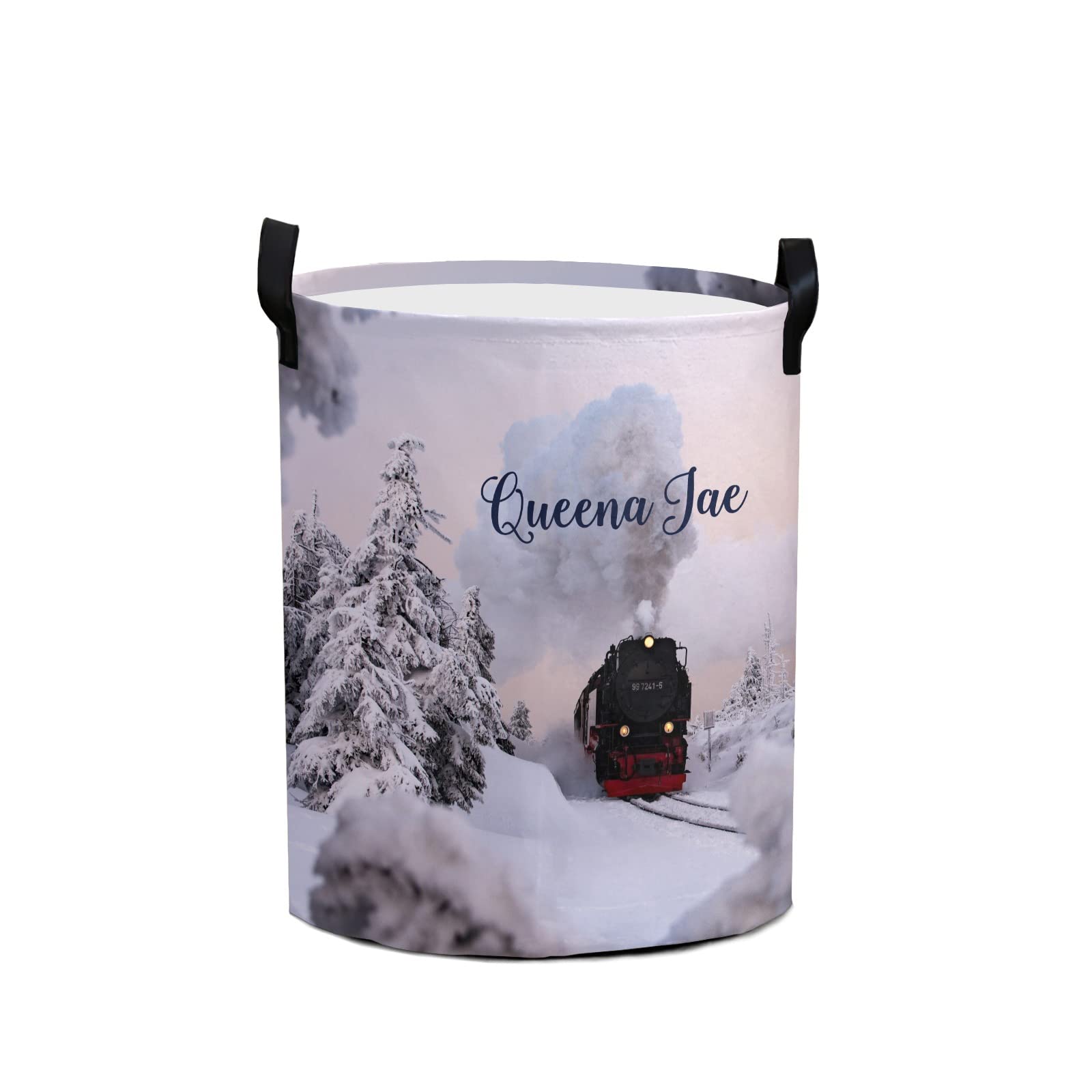 Waterproof Oxford Fabric Storage Bin - Winter Train Landscape Laundry Hamper, Toy Organizer, Gift Basket for Bedroom, Nursery & Closet - Perfect for Baby Clothes, Toys & Home Organization