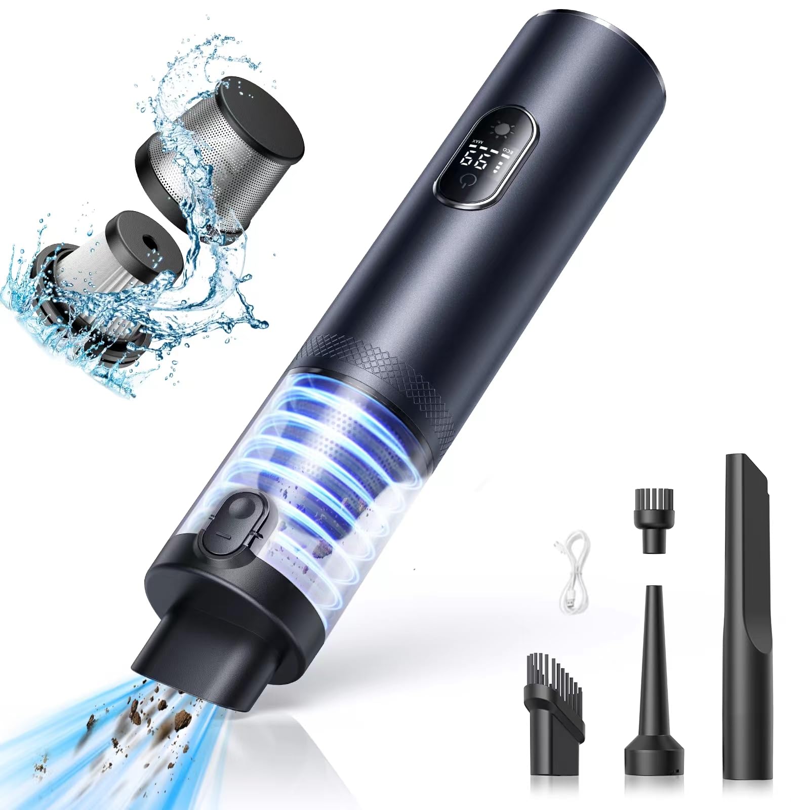 Best Cordless Handheld Car Vacuum Cleaner - Portable Wireless Vacuum for Car Detailing & Home Use - Powerful Mini Vacuum for Cars, Trucks & Boats (Silver)
