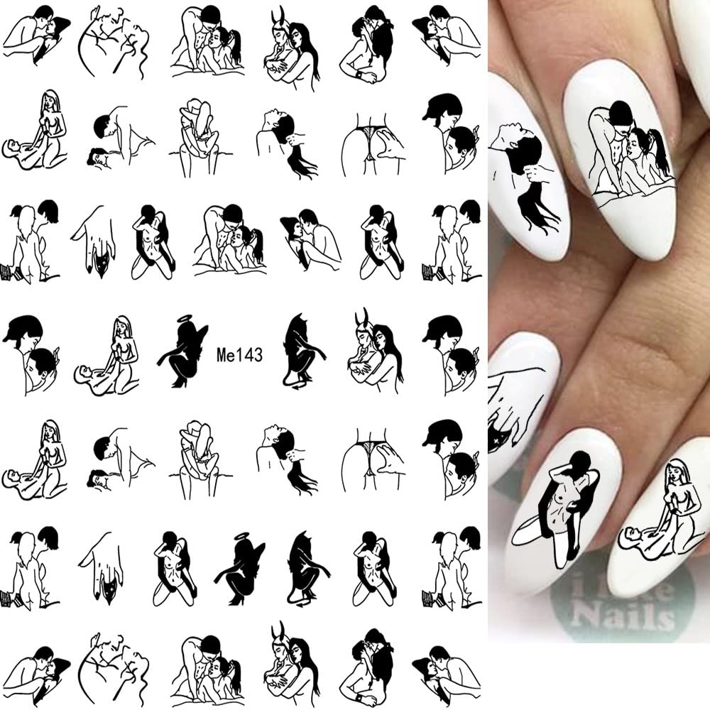 8 Sheets Sexy Girl Nail Stickers - Abstract Woman Face Nail Decals, Self-Adhesive 3D Nail Art for DIY Designs | Perfect for Parties, Salons & Nail Art Enthusiasts