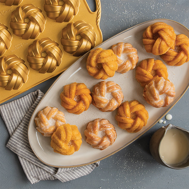 Nordic Ware 75th Anniversary Braided Mini Bundt Pan - Non-Stick Baking Pan for Cakes, Bread & Desserts - Perfect for Holidays, Parties & Gift Giving