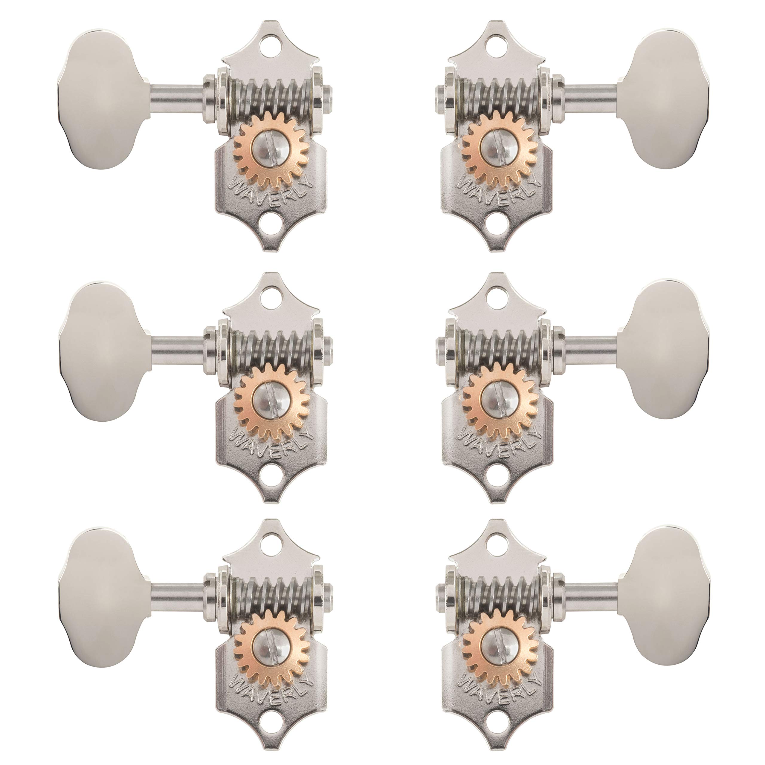 Waverly Guitar Tuner Anniversary Collection - White Nickel Set with Butterbean Knobs & Matching Bridge Pins | Premium Acoustic Guitar Accessories for Professional Musicians & Beginners | Perfect for Stage Performances, Studio Recording & Home Practice