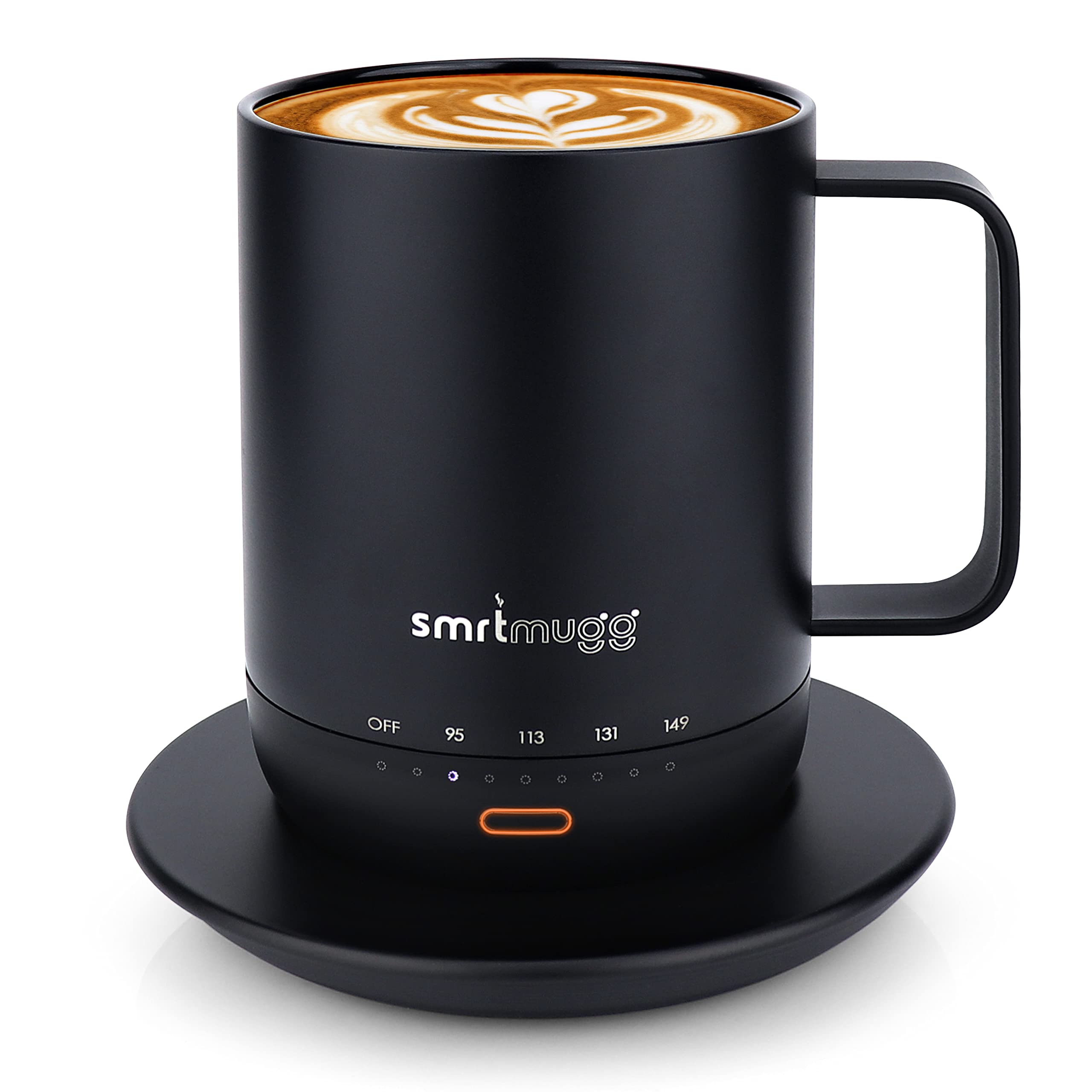 SmartMugg PRO 14 oz Heated Coffee Mug with Temperature Control - 4 Hour Battery Life & All-Day Power on Charging Coaster - Perfect for Coffee, Tea, Office & Travel (Black)