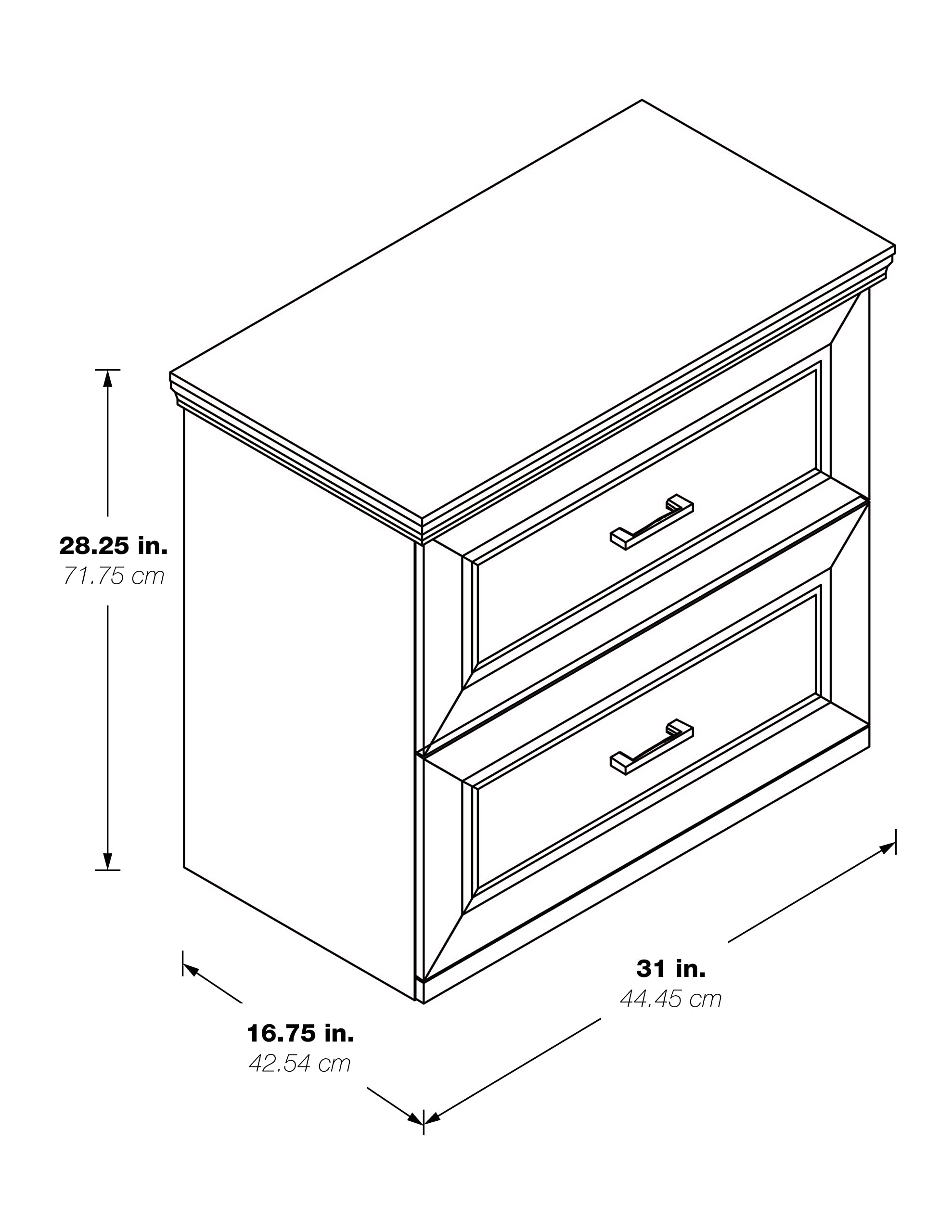 OSP Jefferson 2-Drawer Lateral File Cabinet - Euro-Style Drawer Glides & Lockdowel Fastening System - Espresso Finish - Office Storage & Organization Solution for Home & Business Use
