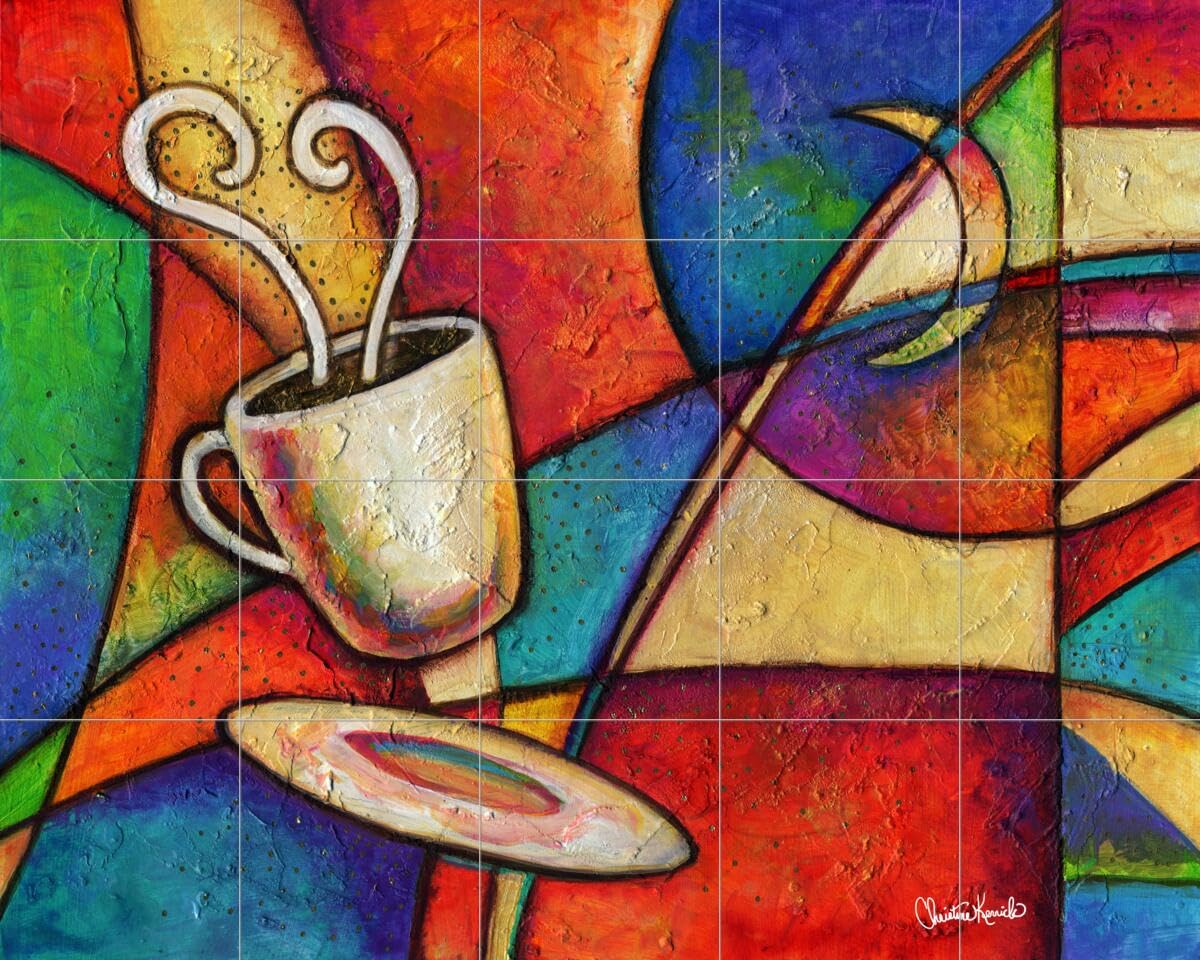 Ceramic Backsplash Tile Mural - Moonlight Diner Design by Christine Kerrick for Kitchen & Bathroom | Perfect for Coffee Shops, Retro Diners & Home Decor