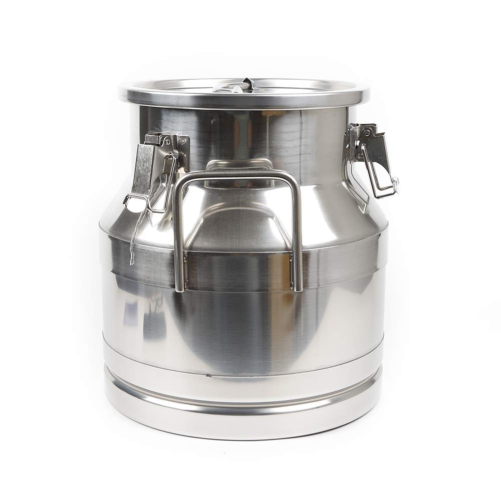 20L (5.25 Gallon) Stainless Steel Sealed Milk Can - Multi-Purpose Wine Pail, Tote Jug & Food Storage Bucket for Dairy, Brewing, Fermenting & Outdoor Use