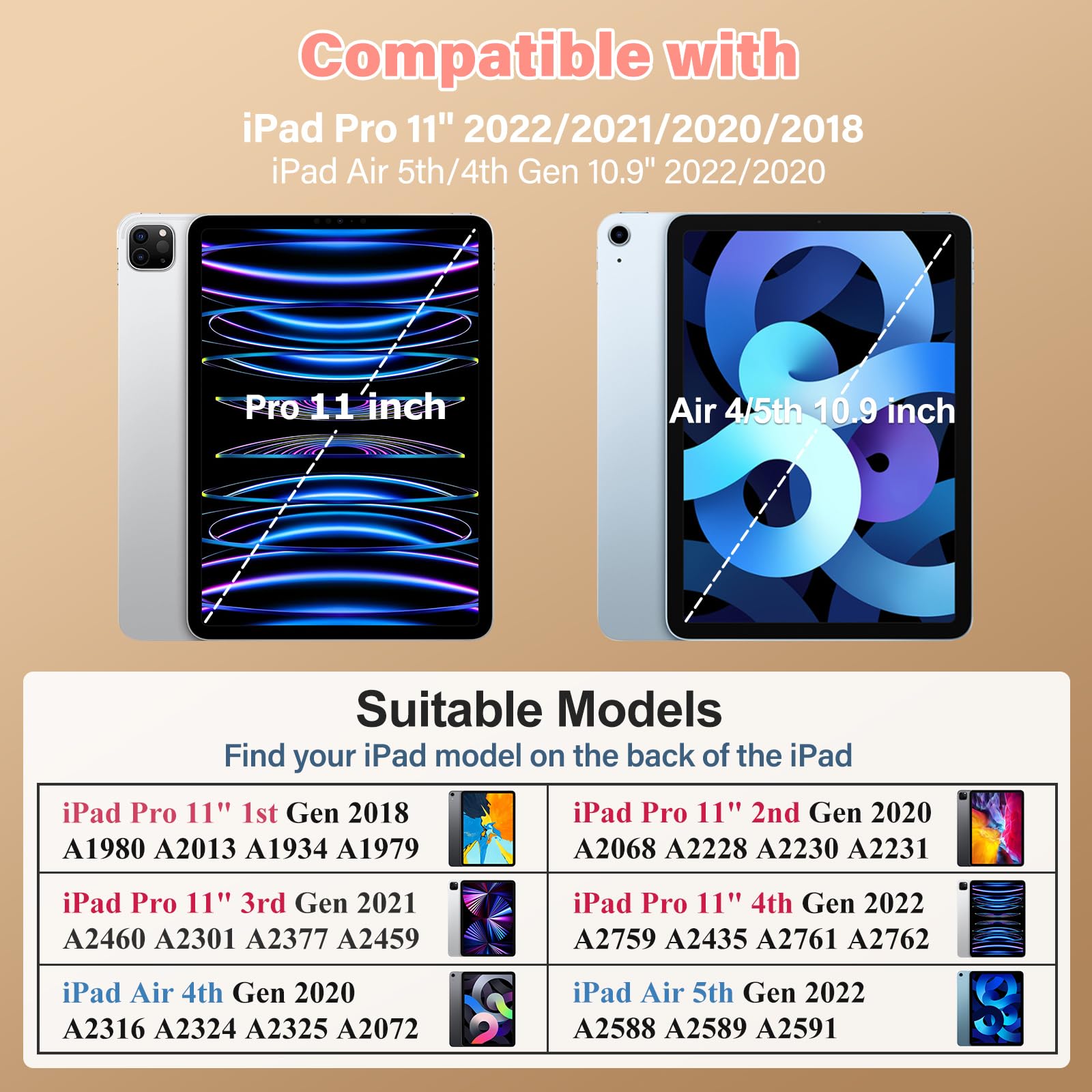 Colorful Kids iPad Pro 11 Case with Pencil Holder & Shoulder Strap - Compatible with iPad Pro 11 (1st/2nd/3rd/4th Gen) & iPad Air 5th/4th Gen 10.9