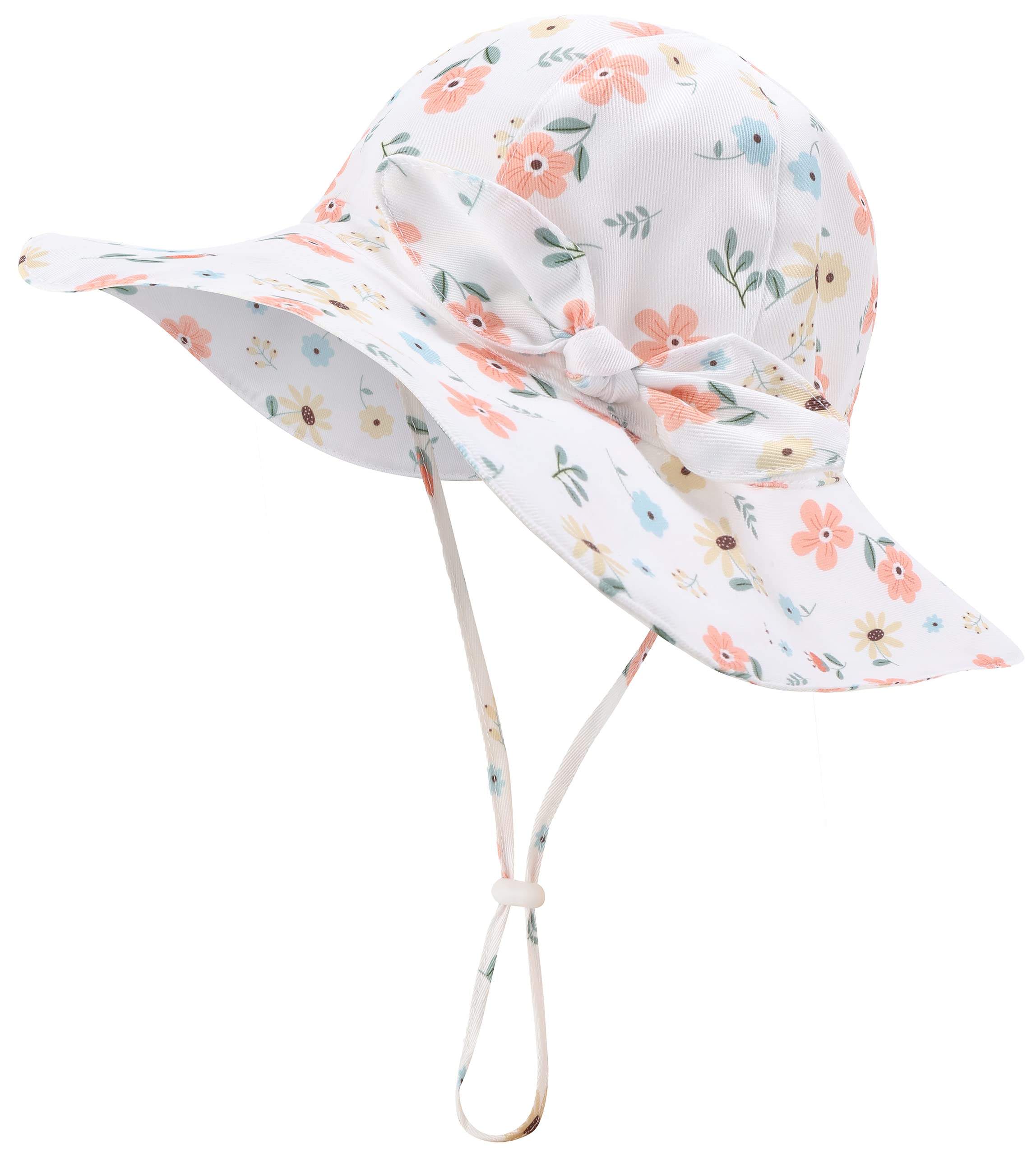 UPF 50+ Baby Girls Sun Hat - Wide Brim Bucket Beach Hat for Toddlers & Infants - UV Protection Summer Hat for Outdoor Play, Park, and Beach Activities
