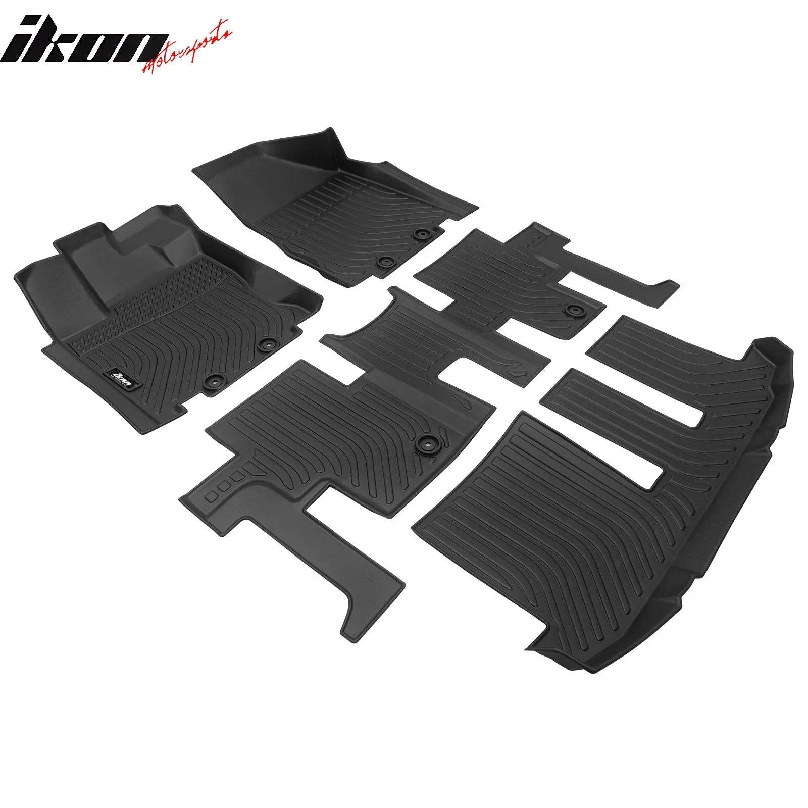 IKON MOTORSPORTS All-Weather Floor Mats for 2013-2020 Nissan Pathfinder, 2014-2020 Infiniti QX60 & 2013 Infiniti JX35 - Black TPE Car Floor Liners - Durable Protection for Rain, Snow & Mud