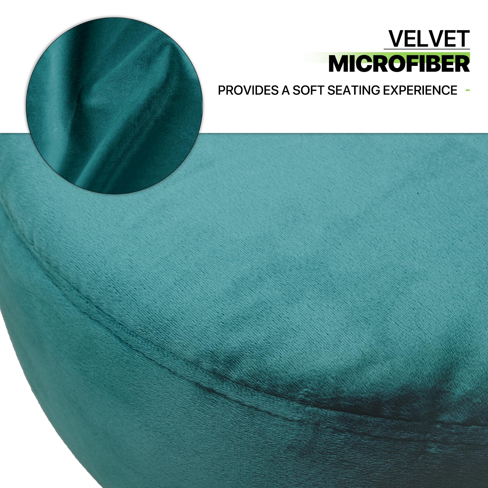 Magshion Velvet Vanity Stool - Round Ottoman Makeup Chair with Sturdy Metal Legs, Small Footstool for Dressing Room, Bedroom & Living Room | Elegant Green Velvet Upholstery | Perfect for Makeup Vanity, Lounging & Home Decor