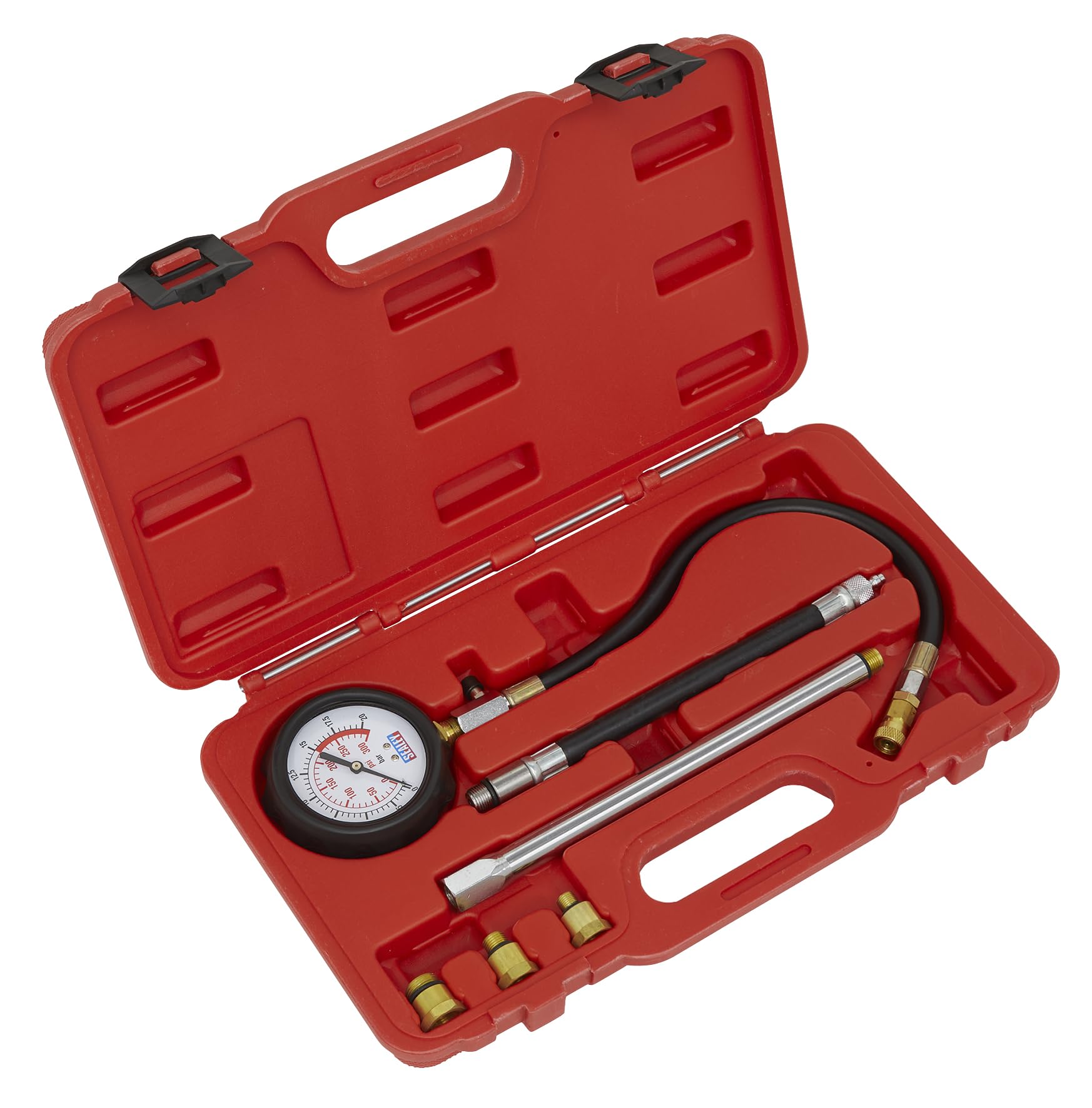 Premium 6-Piece Petrol Engine Compression Tester Kit - Accurate Cylinder Pressure Measurement for Cars, Motorcycles & Small Engines (DIY Auto Repair & Maintenance Tool)