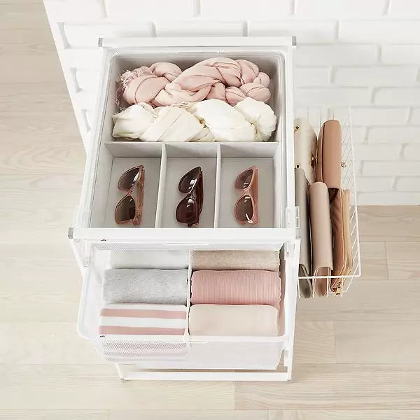 Elfa Medium 7 Runner Mesh Drawer Organizer Bundle - 45cm Wide x 54cm Deep - Perfect for Closet, Kitchen & Office Storage Organization