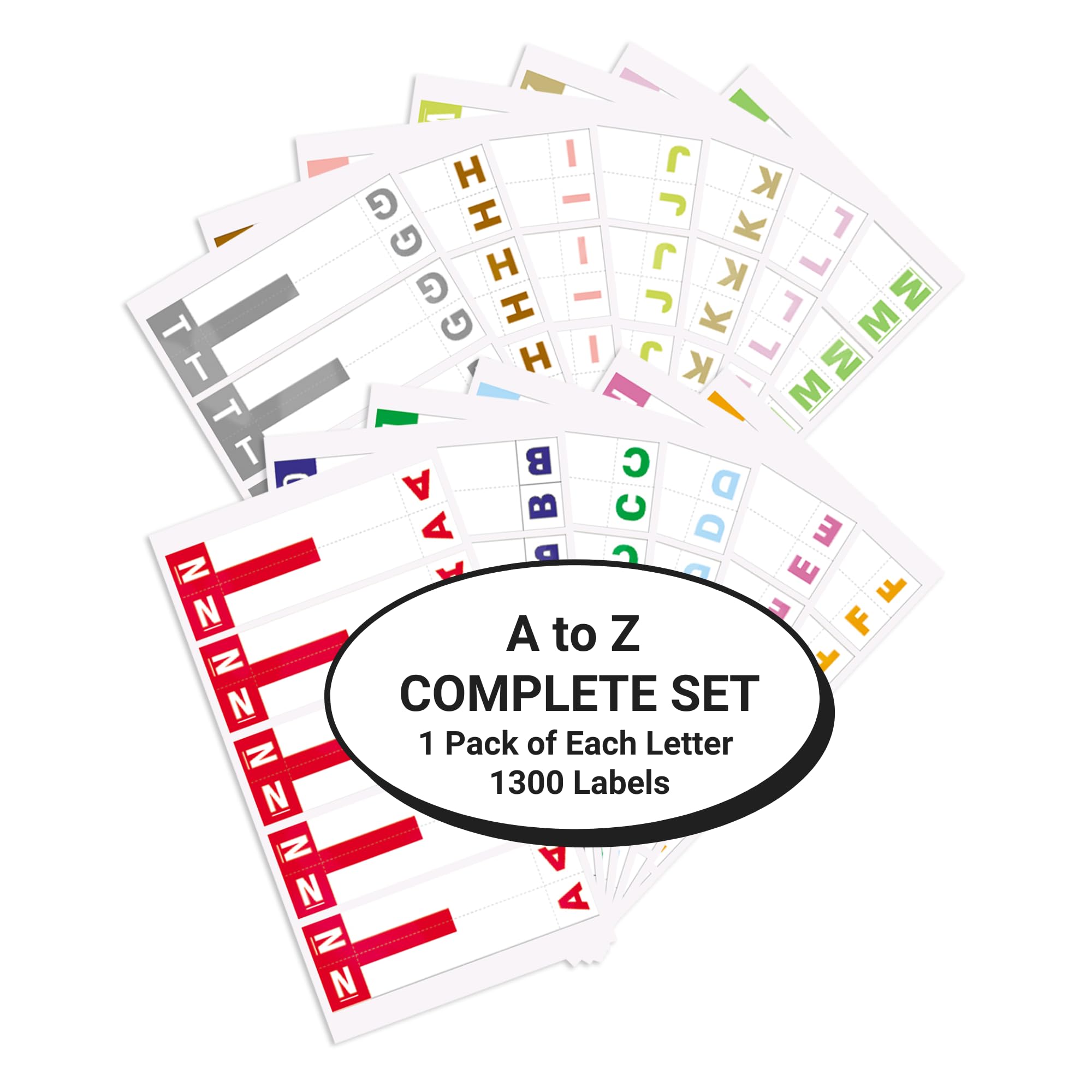 A to Z Alphabet File Folder Labels - 1300 Stickers, Complete Letter Set (100 Each), Compatible with Smead SNCC Series | Medical Chart Organization, Doctor Office Supplies, Patient Record Filing System
