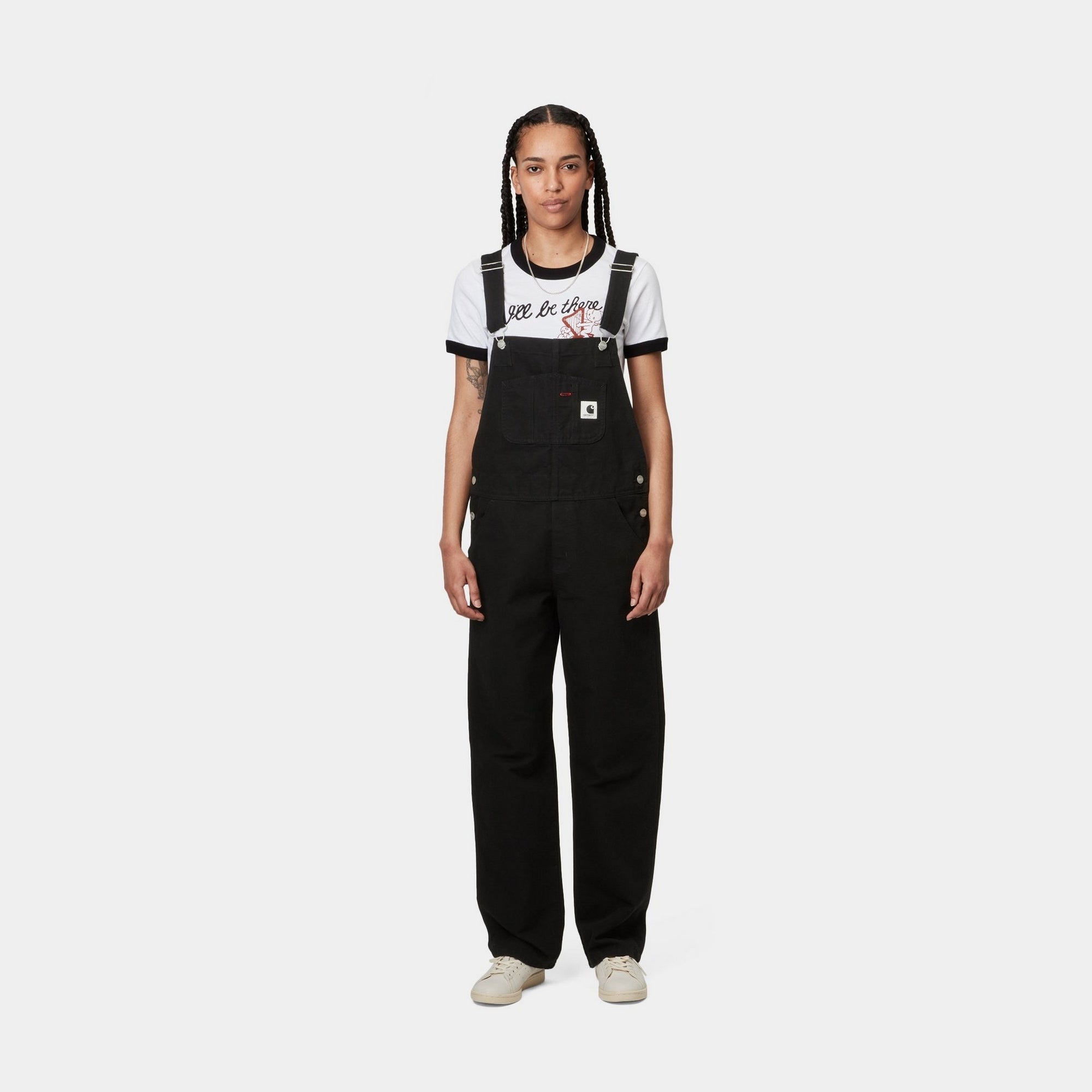 Women's Black Bib Overalls - Straight Leg Denim Jumpsuit for Casual Wear & Outdoor Activities