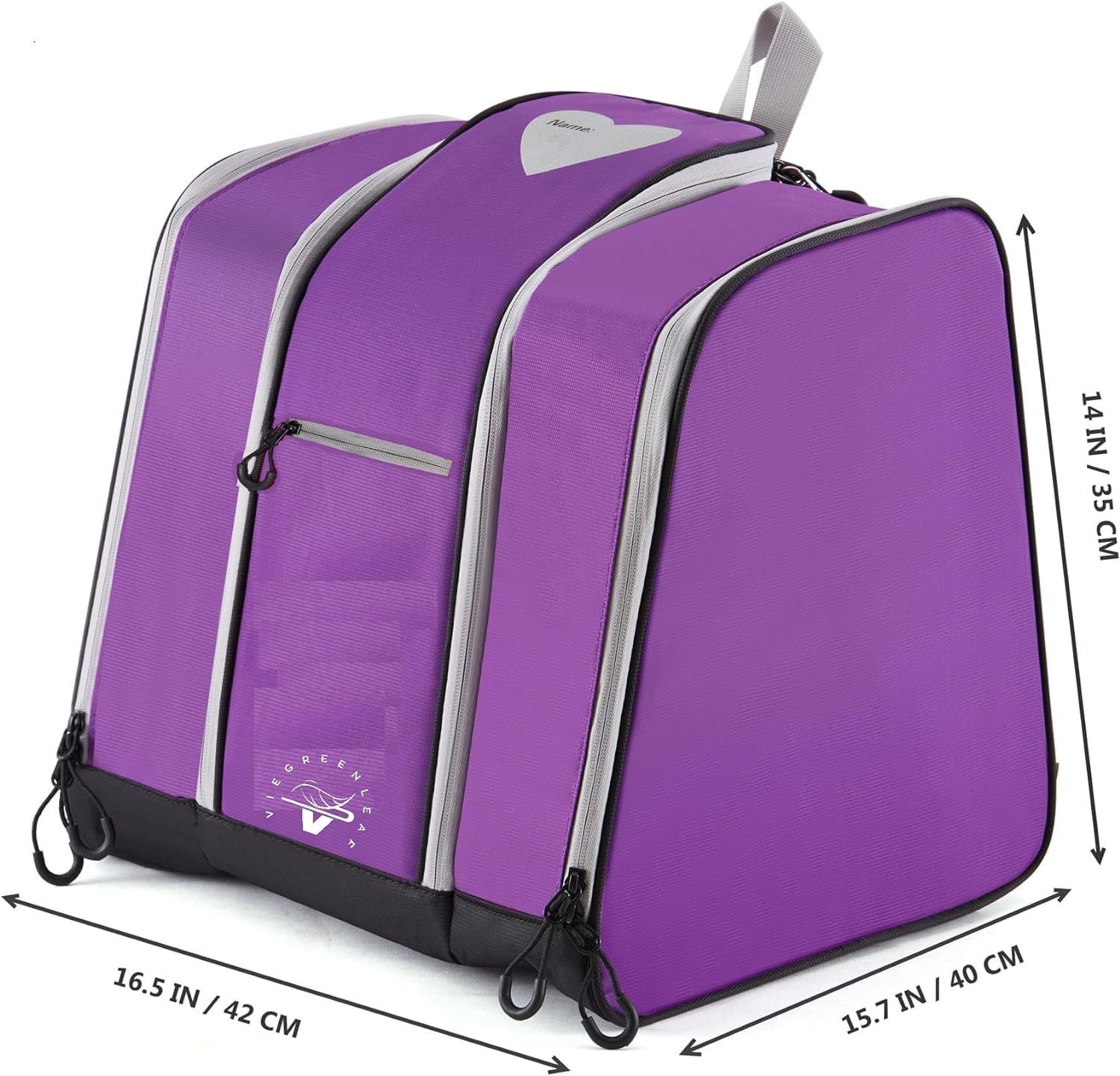 VieGreenleaf Kids Ski Boot Backpack - Waterproof Travel Bag for Toddler Rollerblade, Skate, Ski & Snowboard Boots, Helmet, Gloves & Snacks - Perfect for Skiing, Snowboarding, Skating, Outdoor Adventures & Airplane Travel (Blue/Purple)