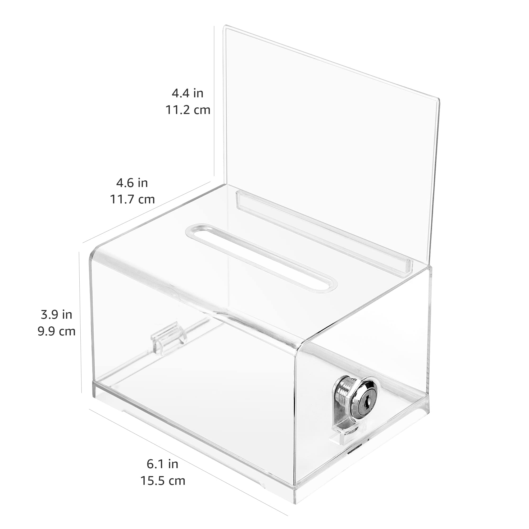 Amazon Basics Clear Ballot Box with Key Lock - Secure Voting Container for Elections, Events, and Community Polls