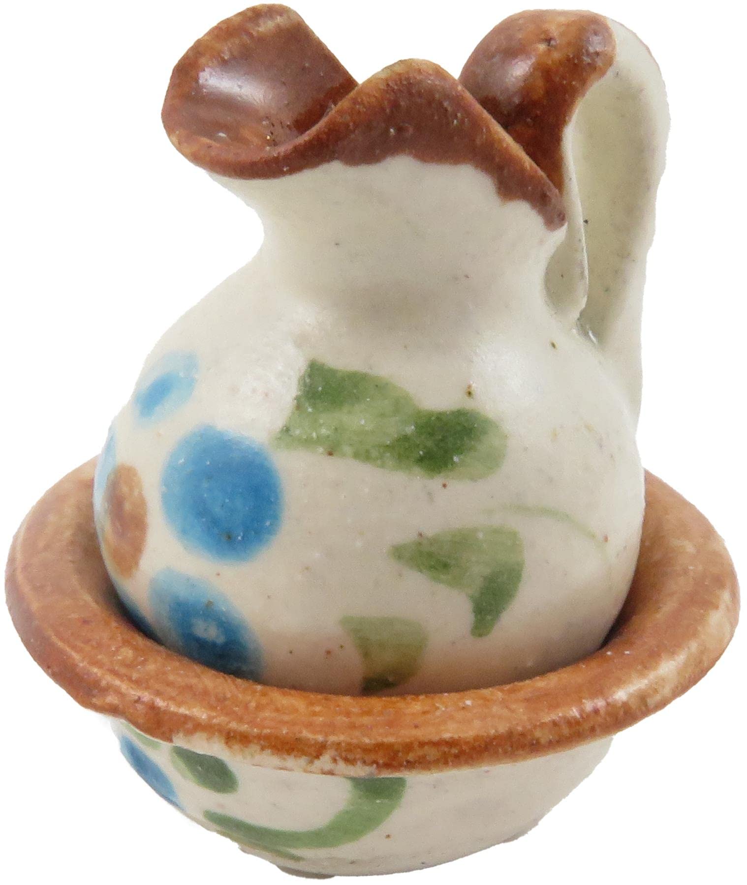 Vintage Ceramic Wash Basin and Pitcher Set - Dollhouse Miniature Bathroom & Bedroom Decor for Victorian Style Homes, Perfect for Antique Dollhouse Displays and Themed Bathroom Accessories
