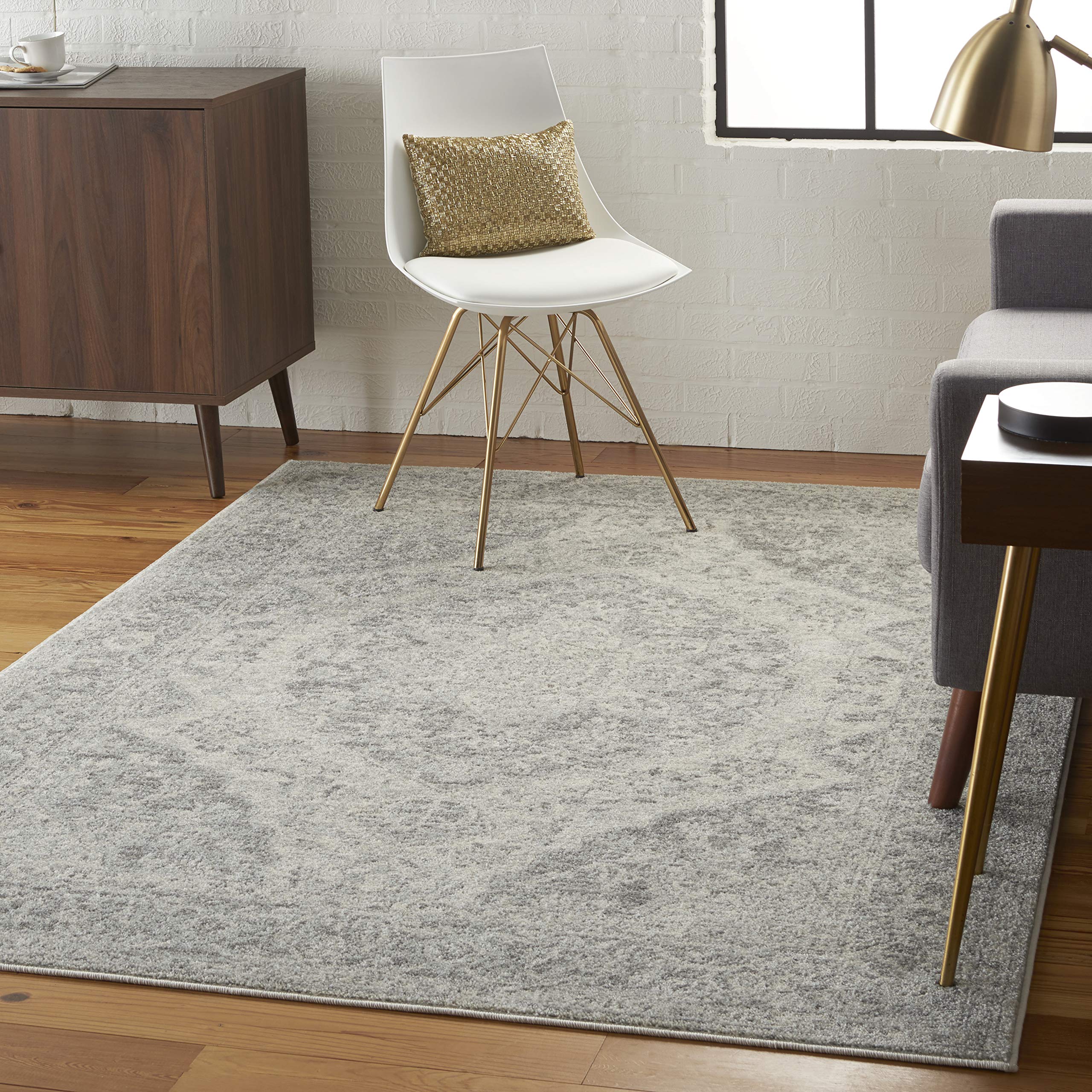 Nourison Tranquil Traditional Ivory/Grey 6' x 9' Area Rug - Non-Shedding, Easy to Clean, Soft & Durable - Perfect for Bedroom, Living Room, Dining Room & Kitchen Decor (6x9)