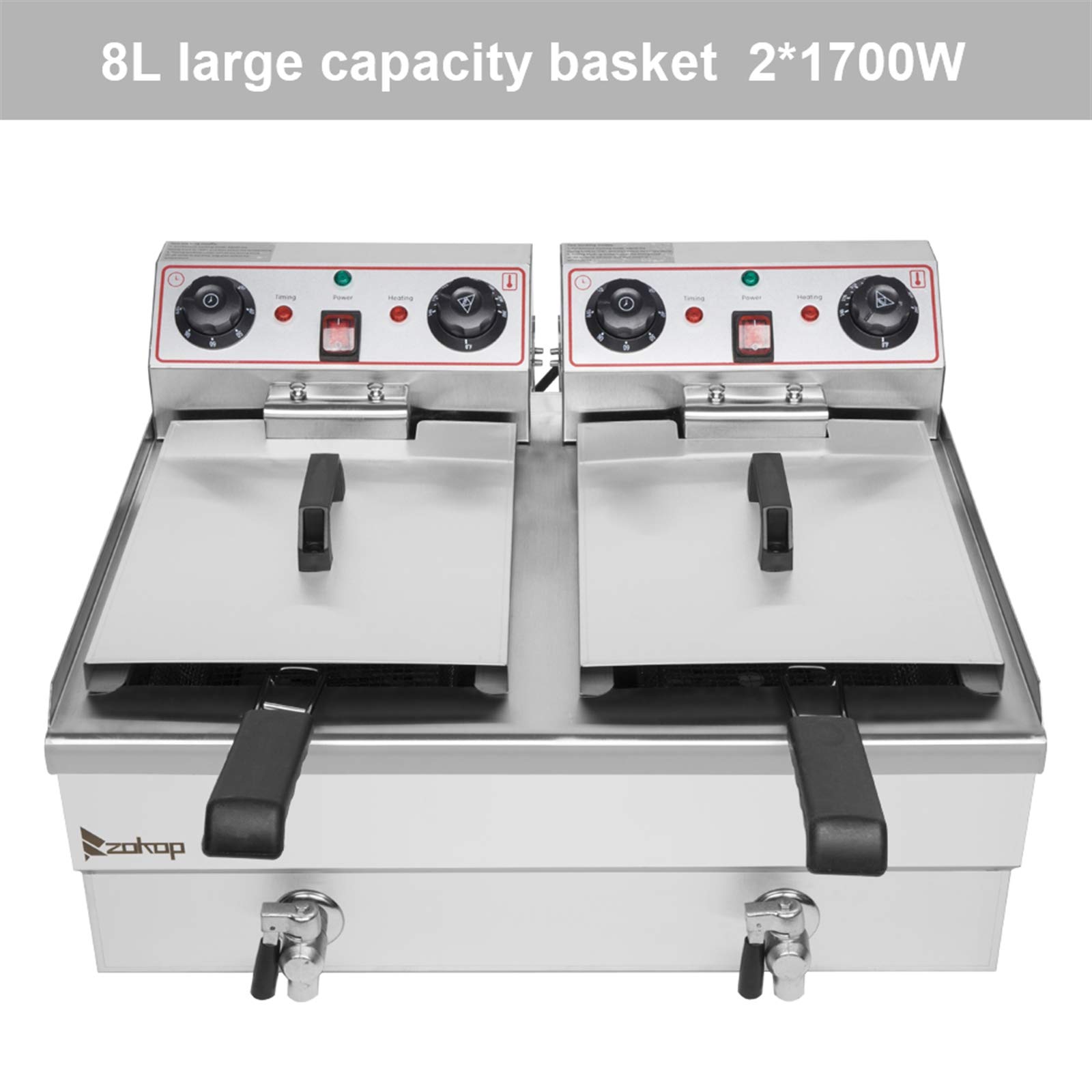 Commercial-Grade 3400W Stainless Steel Double Tank Electric Deep Fryer with Basket - 24.9QT/23.6L Oil Capacity for Restaurants, Food Trucks & Catering Businesses - Perfect for Frying Chicken, Fish, Fries & Donuts
